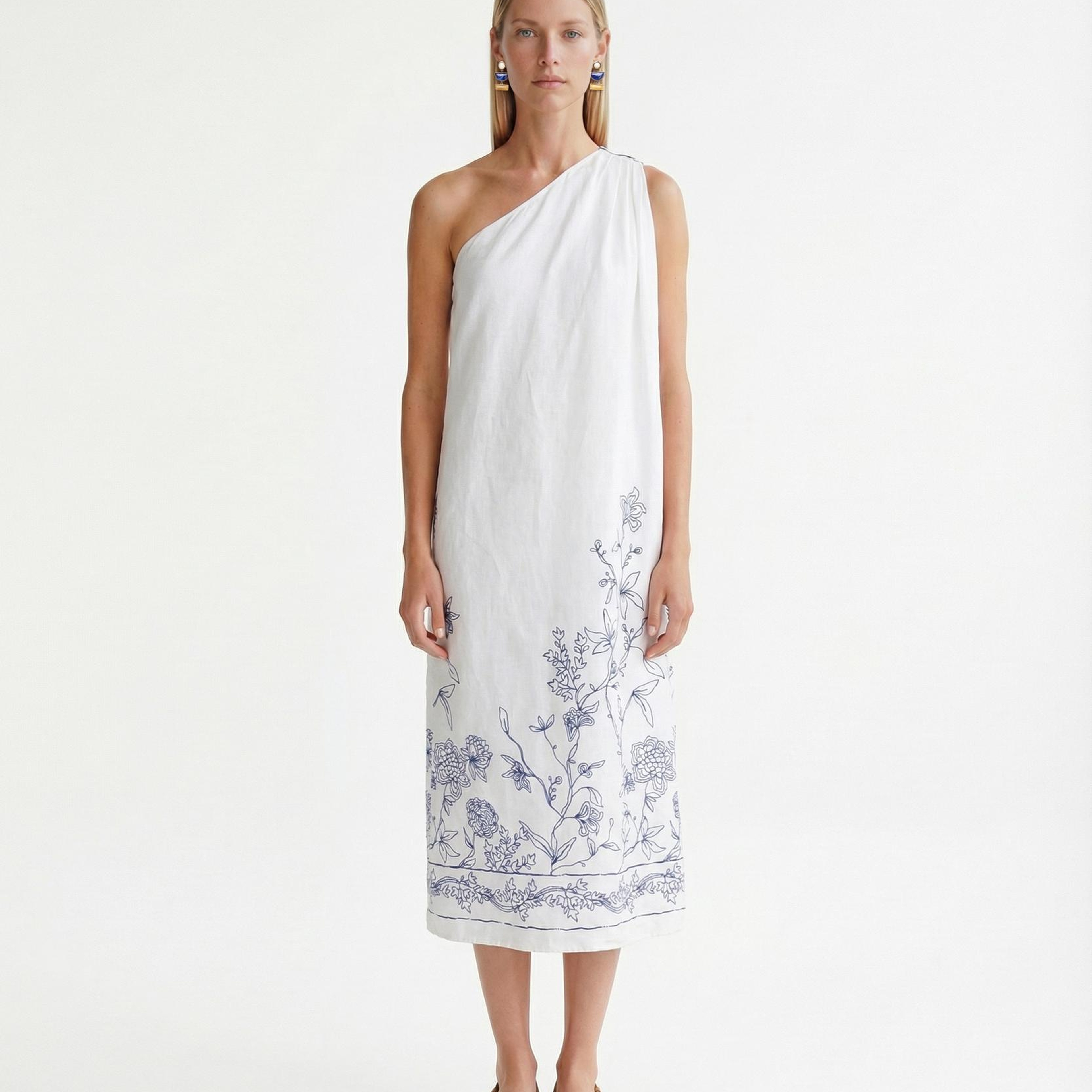 YARGICI Bol Tek Omuz Yaka Kolsuz Elbise