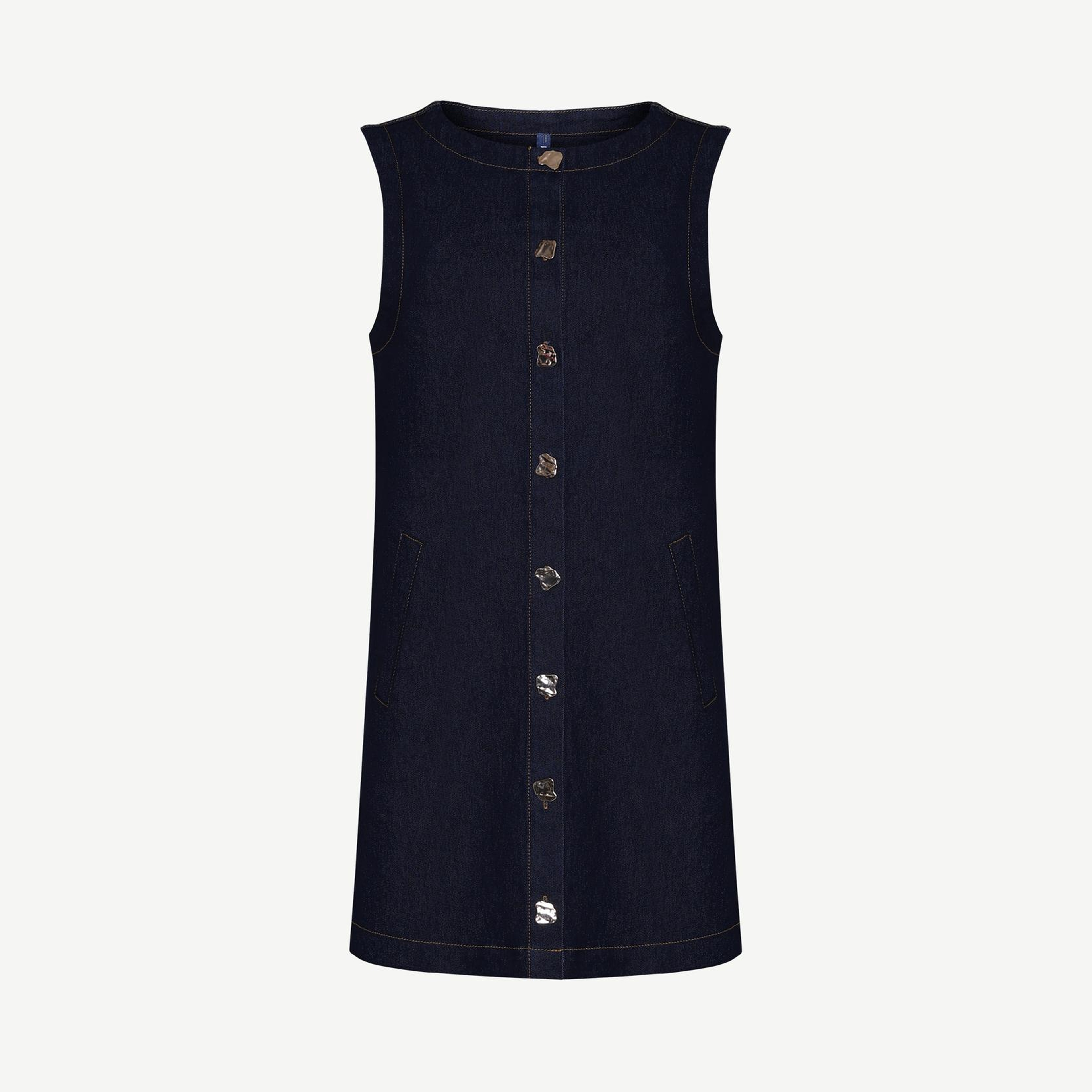 YARGICI Düz Kayık Yaka Kolsuz Elbise