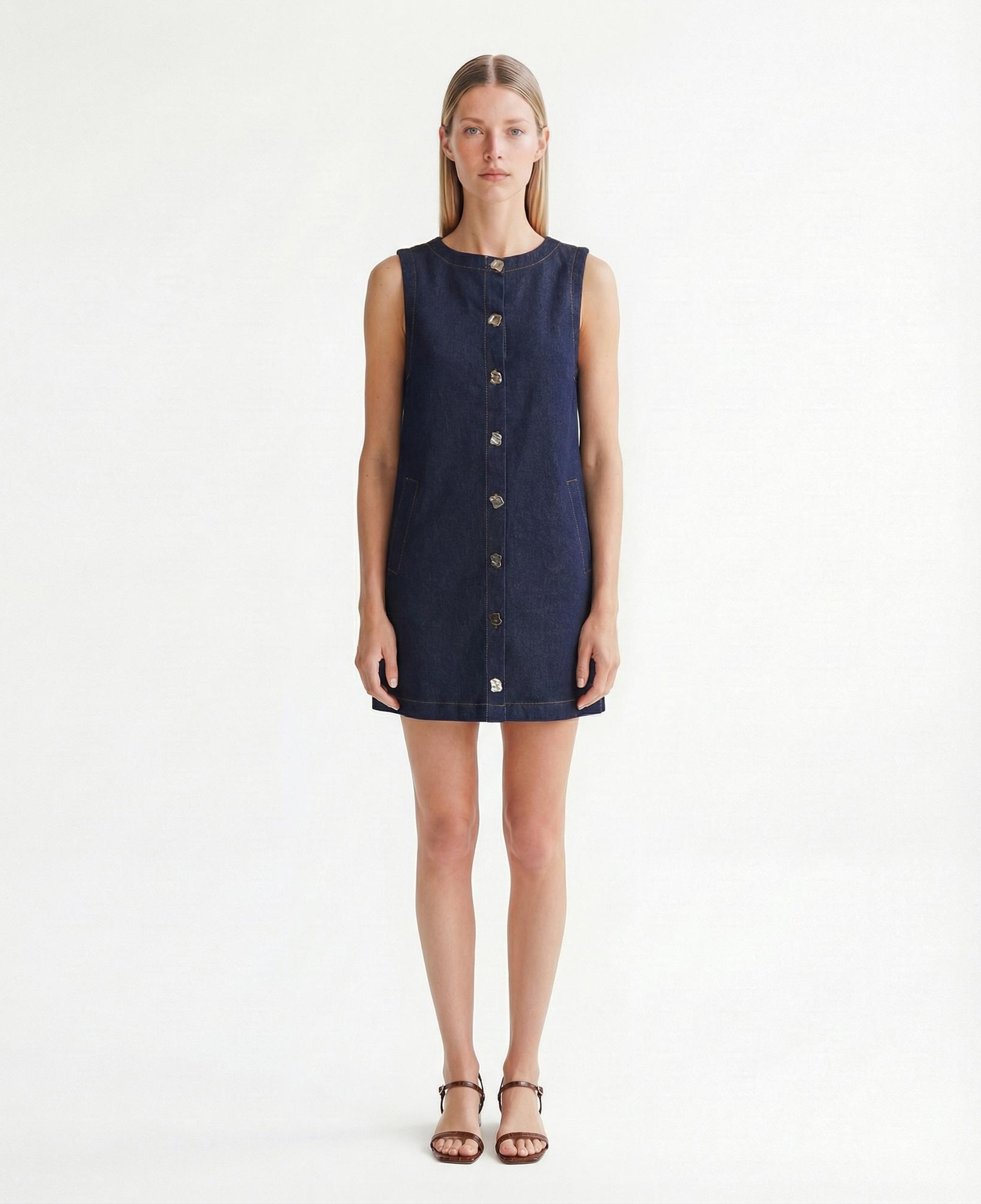 YARGICI Düz Kayık Yaka Kolsuz Elbise