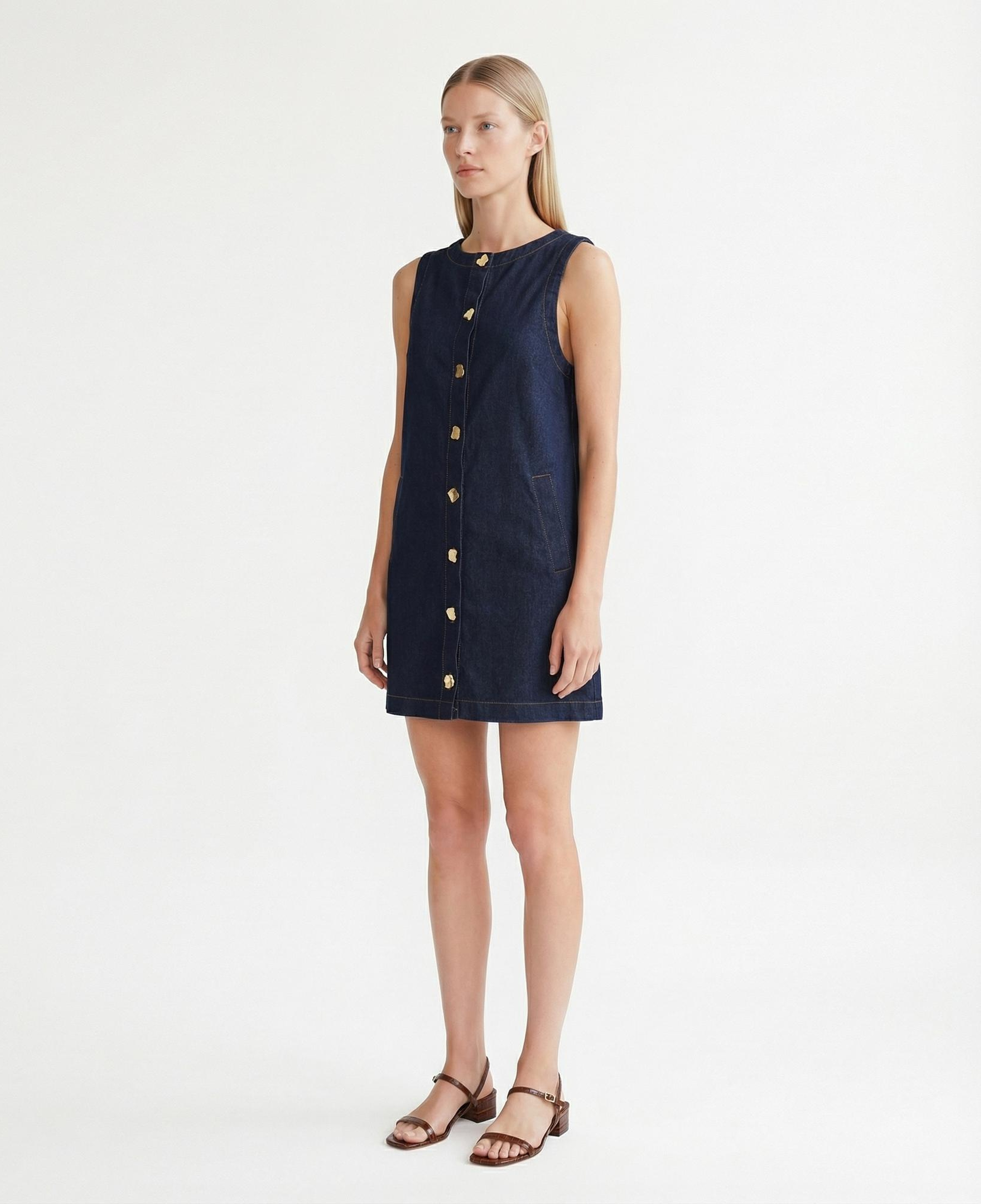 YARGICI Düz Kayık Yaka Kolsuz Elbise