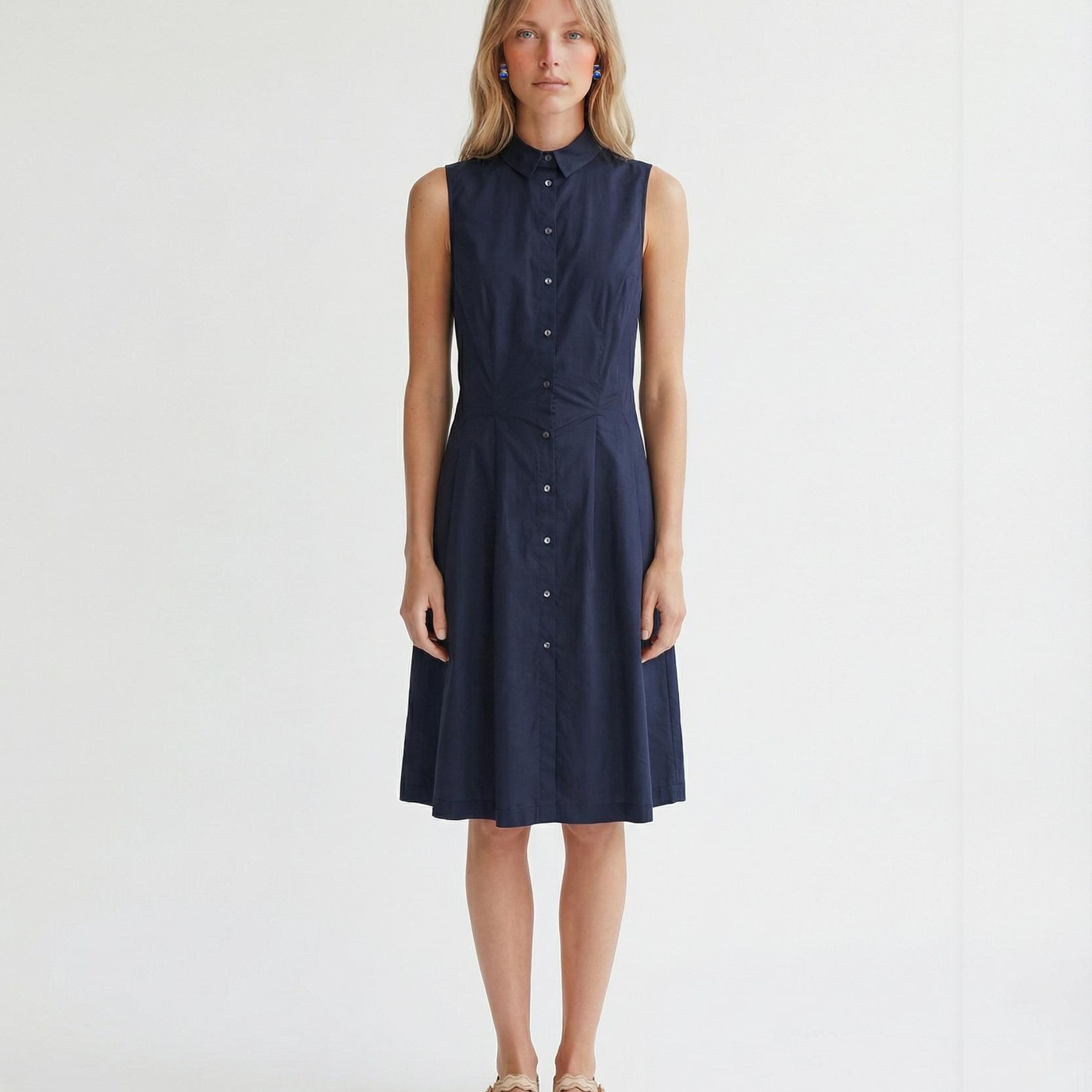 YARGICI Dar Gömlek Yaka Kolsuz Elbise