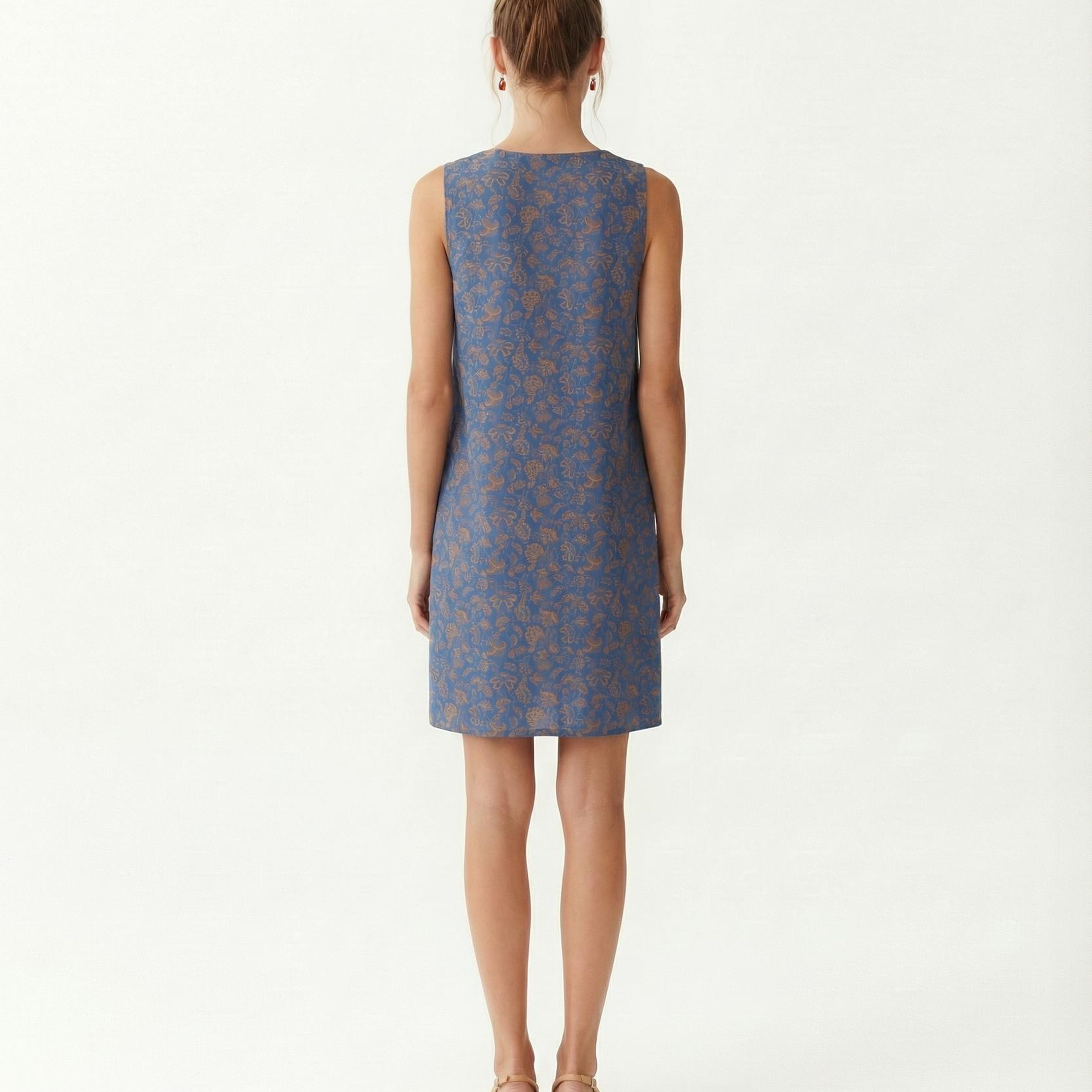 YARGICI A Form Bisiklet Yaka Kolsuz Elbise