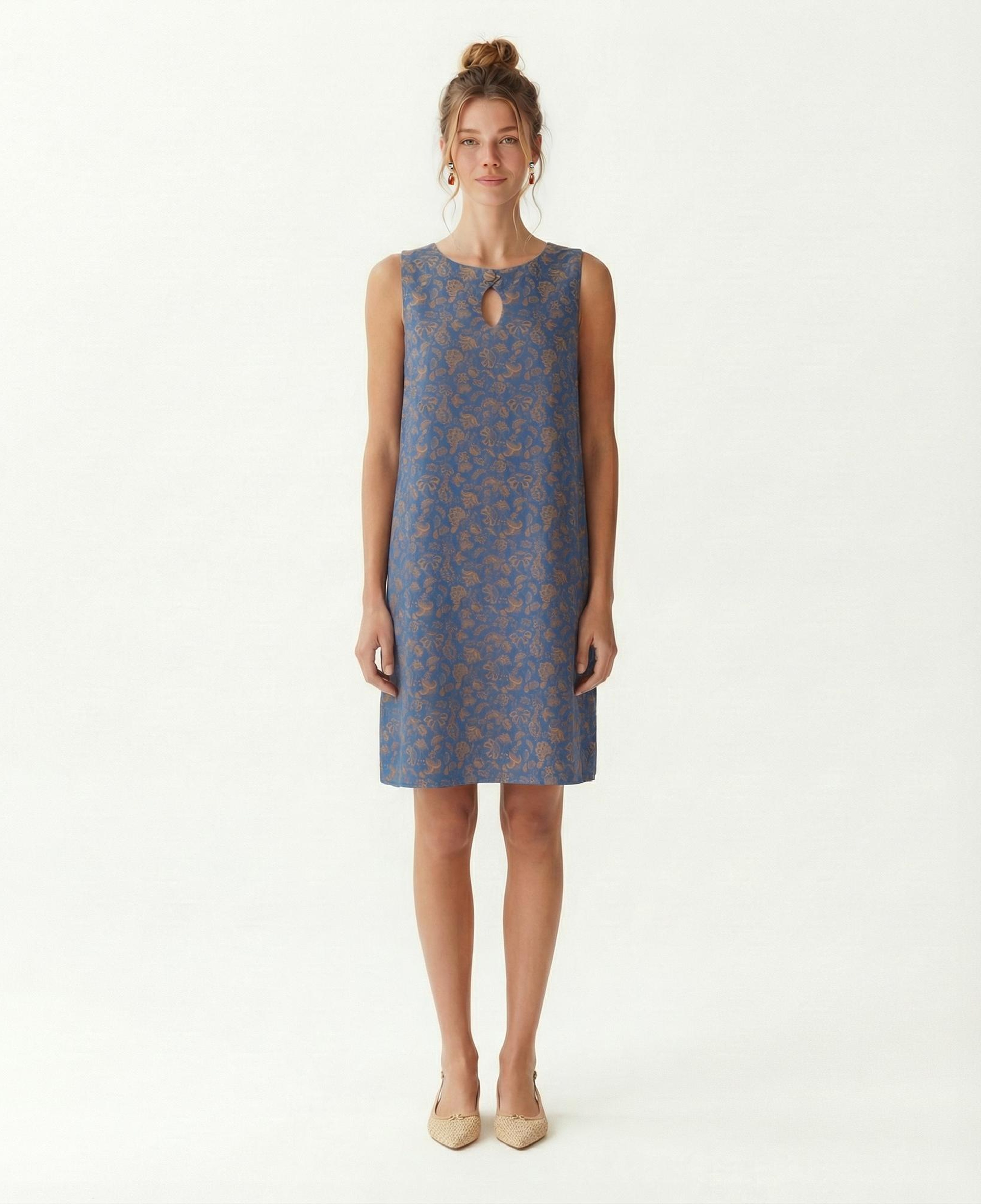 YARGICI A Form Bisiklet Yaka Kolsuz Elbise