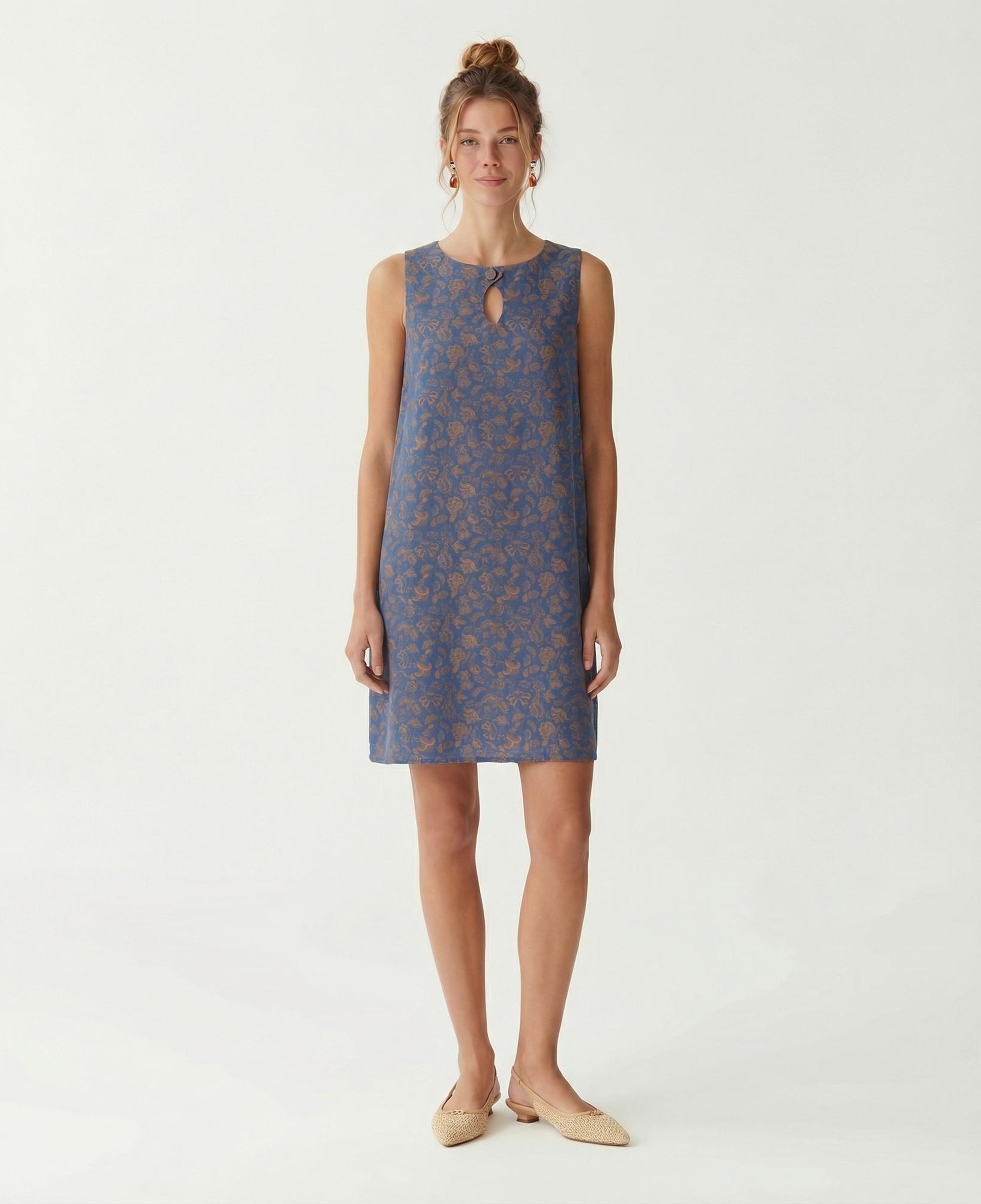 YARGICI A Form Bisiklet Yaka Kolsuz Elbise