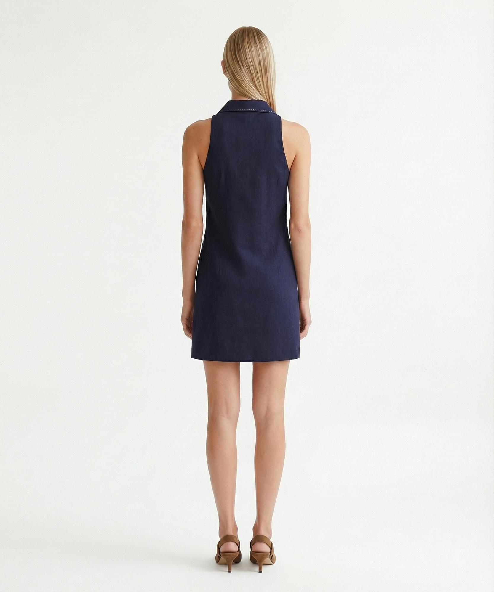 YARGICI Düz Gömlek Yaka Kolsuz Elbise