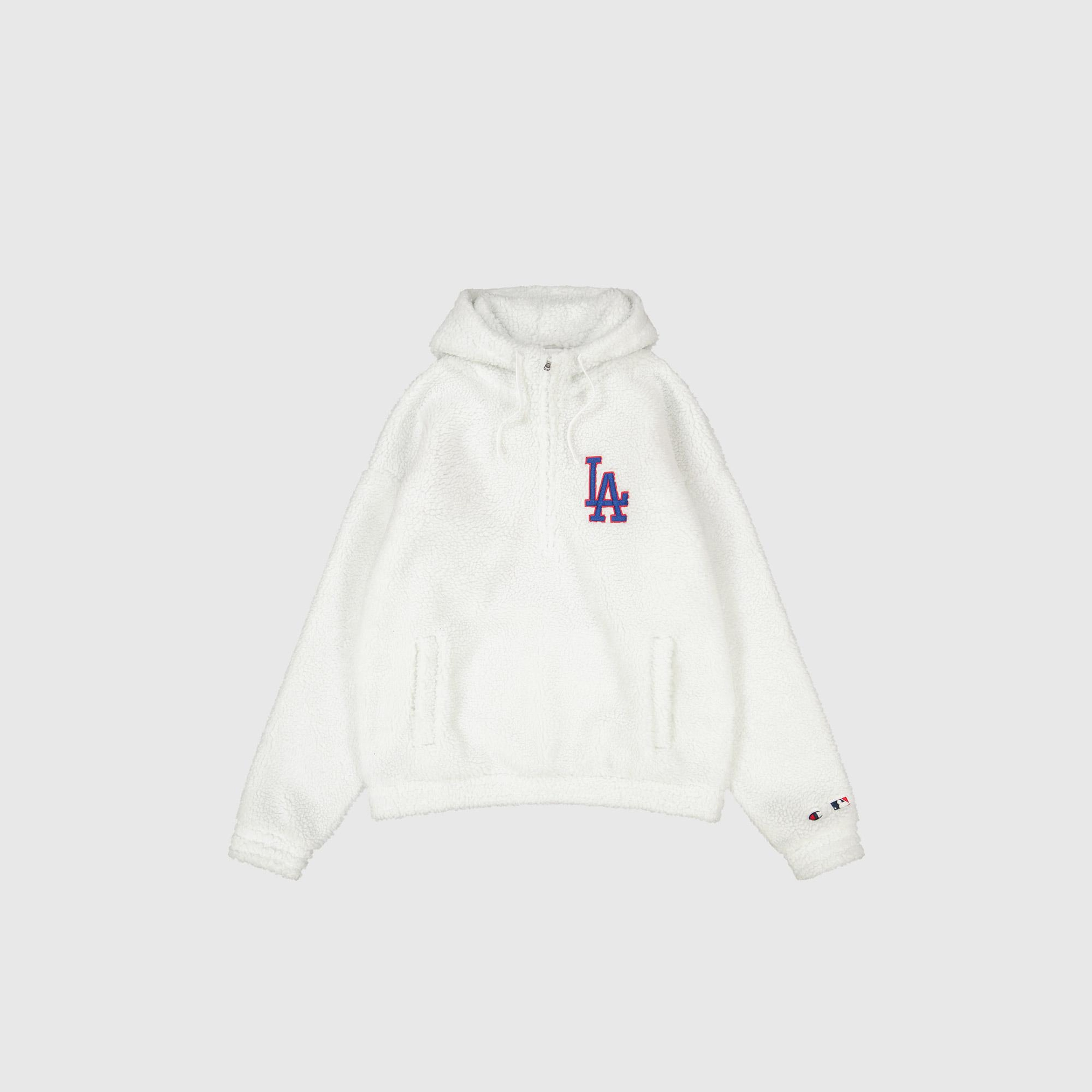 Champion Hooded Half Zip Erkek Beyaz Hoodie
