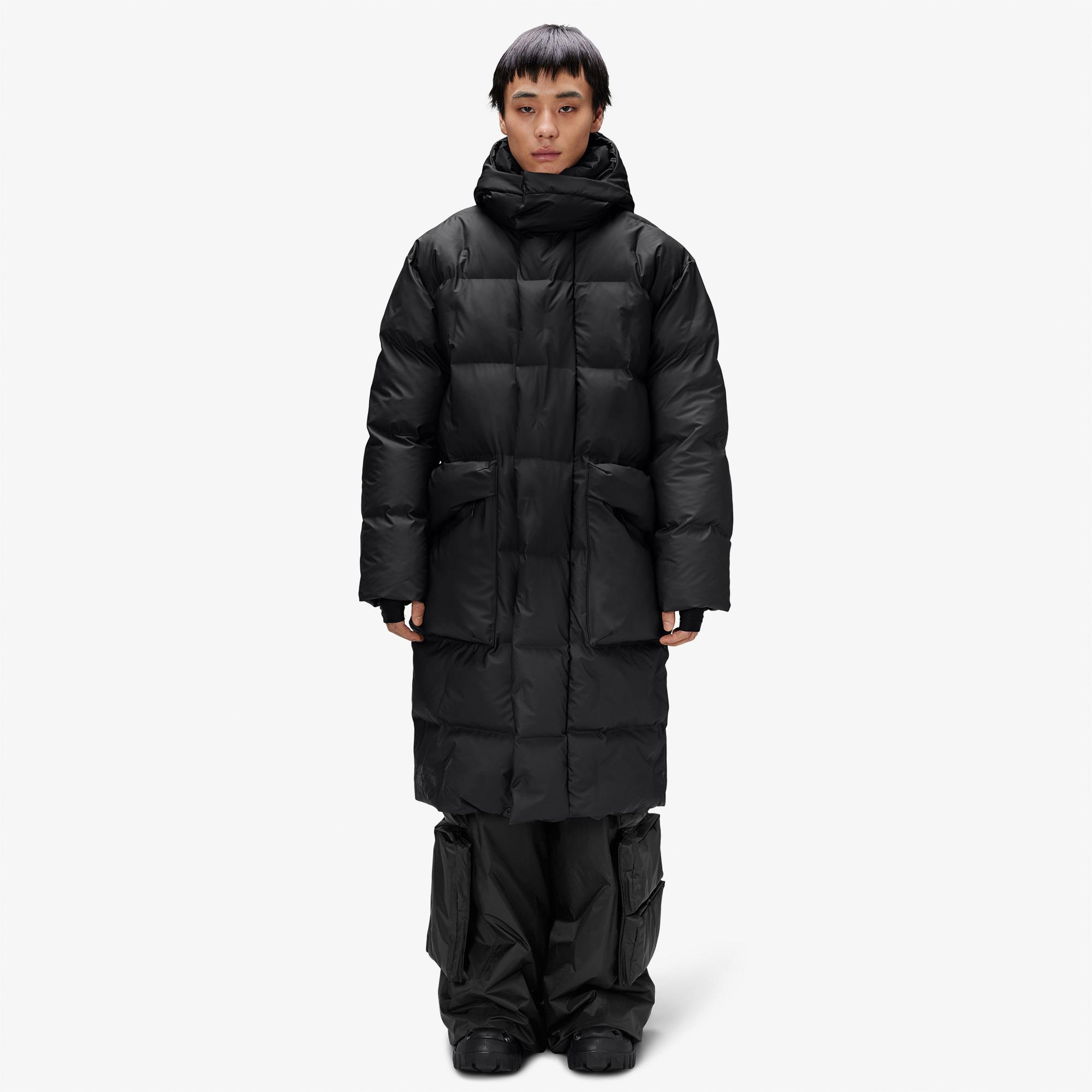 Rains Alta Long Puffer Erkek Siyah Mont