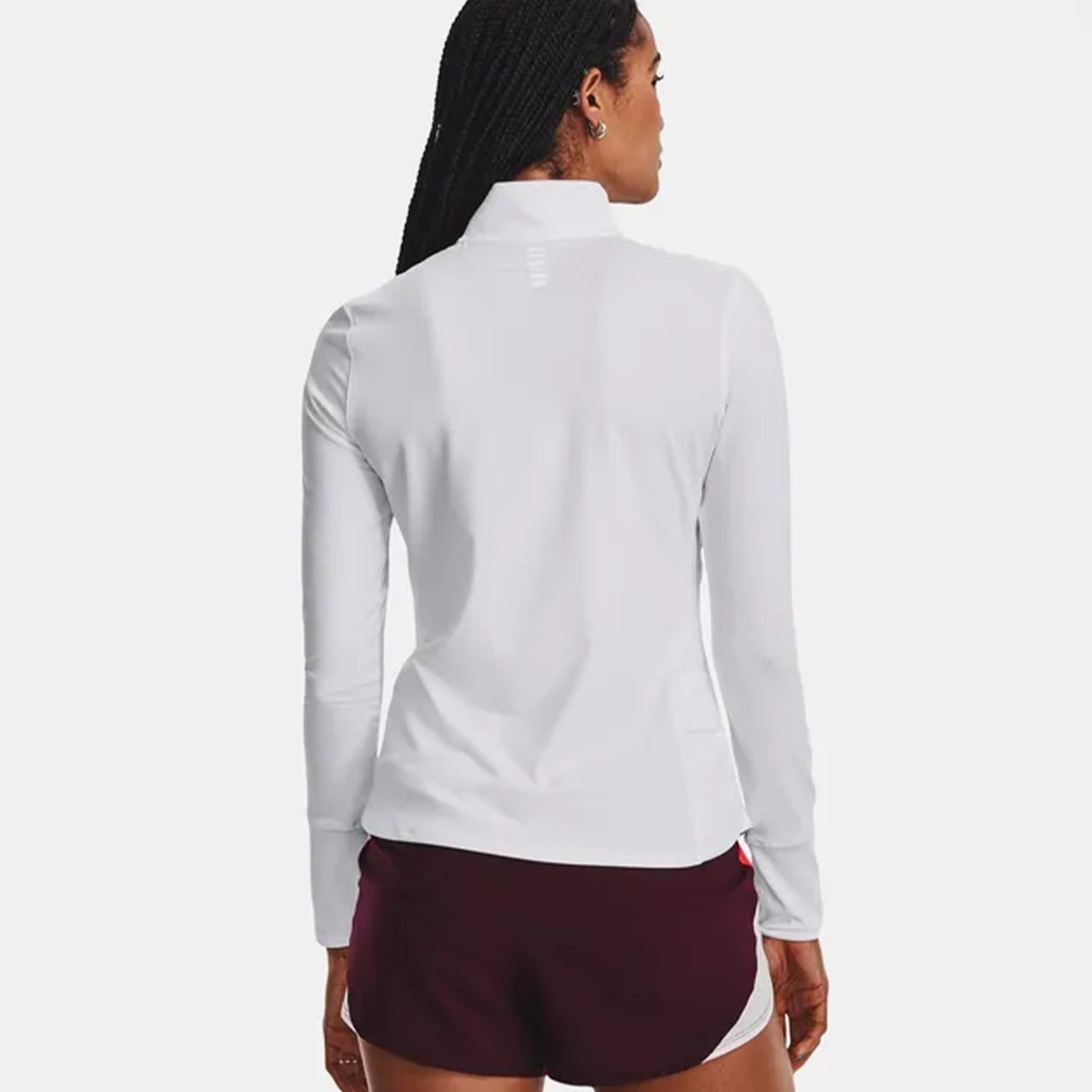 Under Armour Launch Pro Half Zip Kadın Beyaz Koşu Sweatshirt