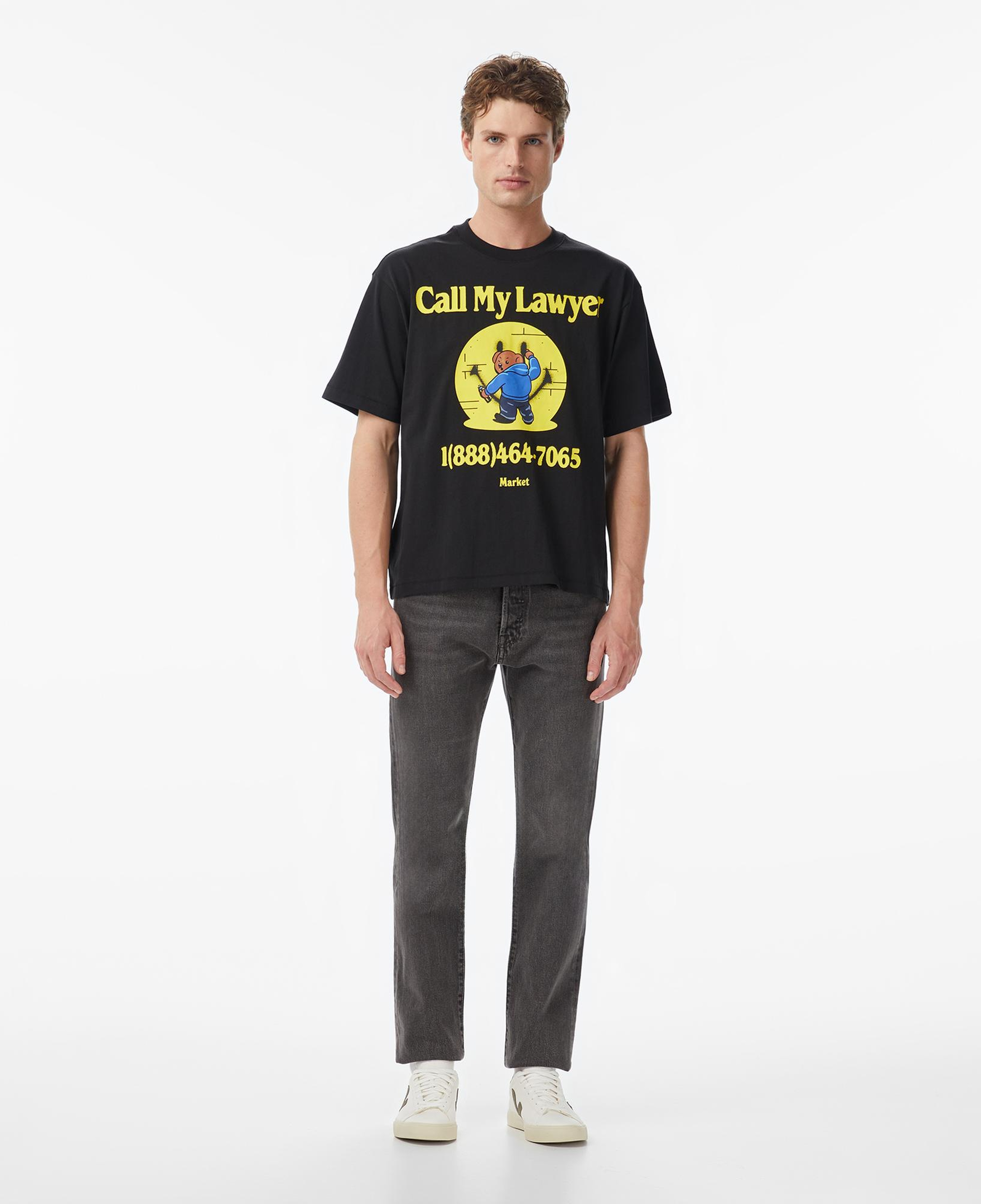 Market Smiley Call My Lawyer Bear Erkek Siyah T-Shirt
