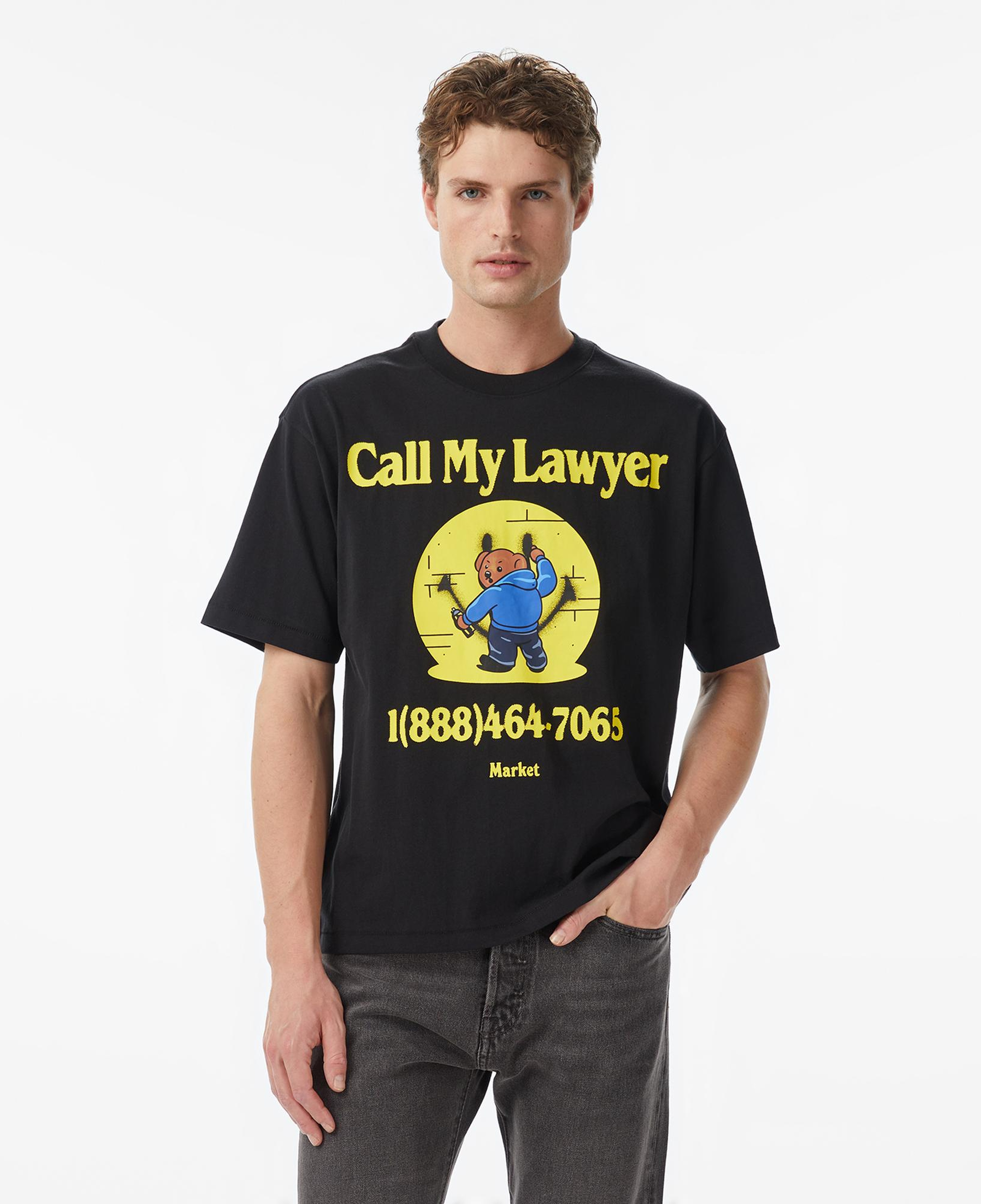 Market Smiley Call My Lawyer Bear Erkek Siyah T-Shirt