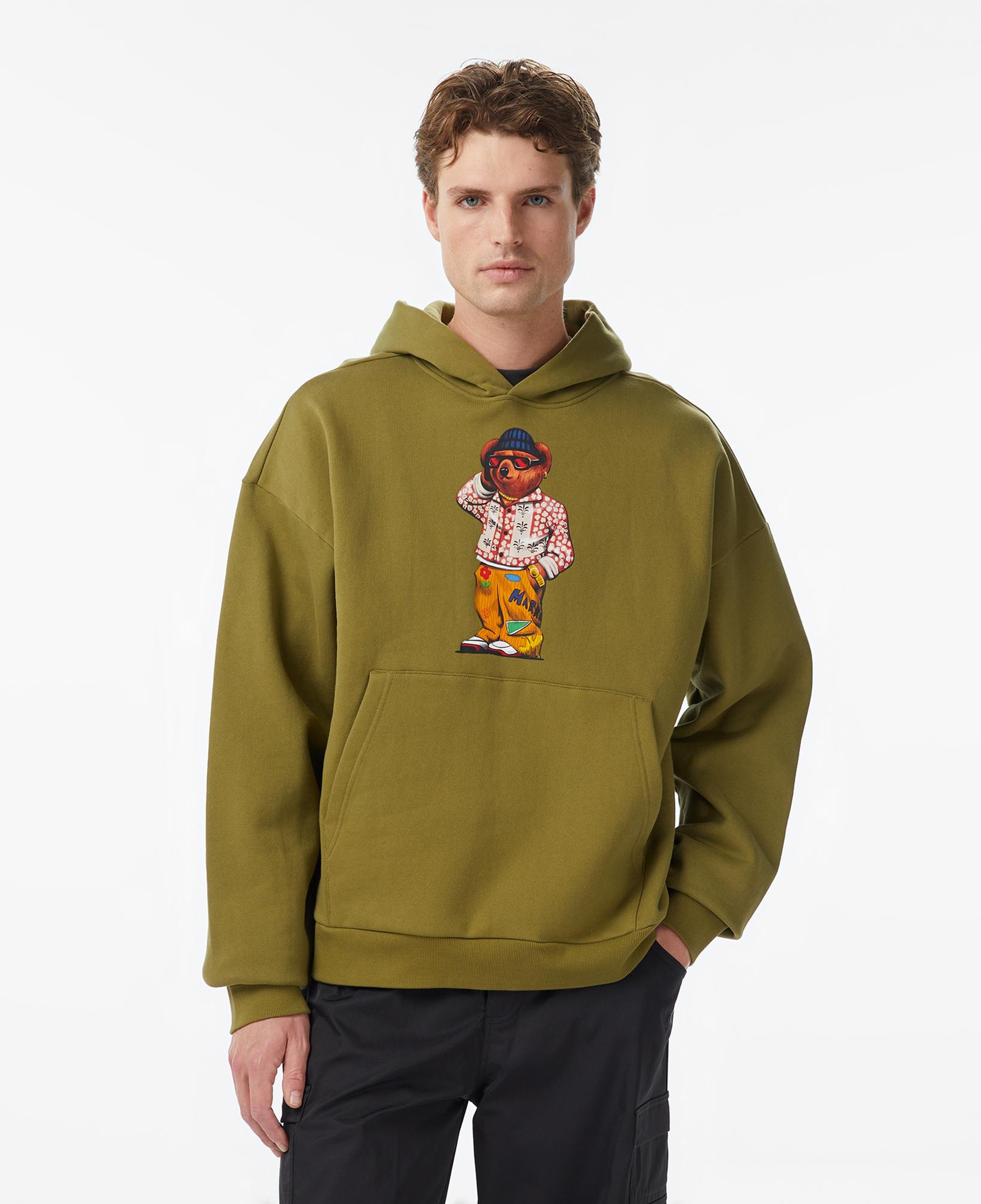 Market Folk Fitted Bear Erkek Yeşil Hoodie