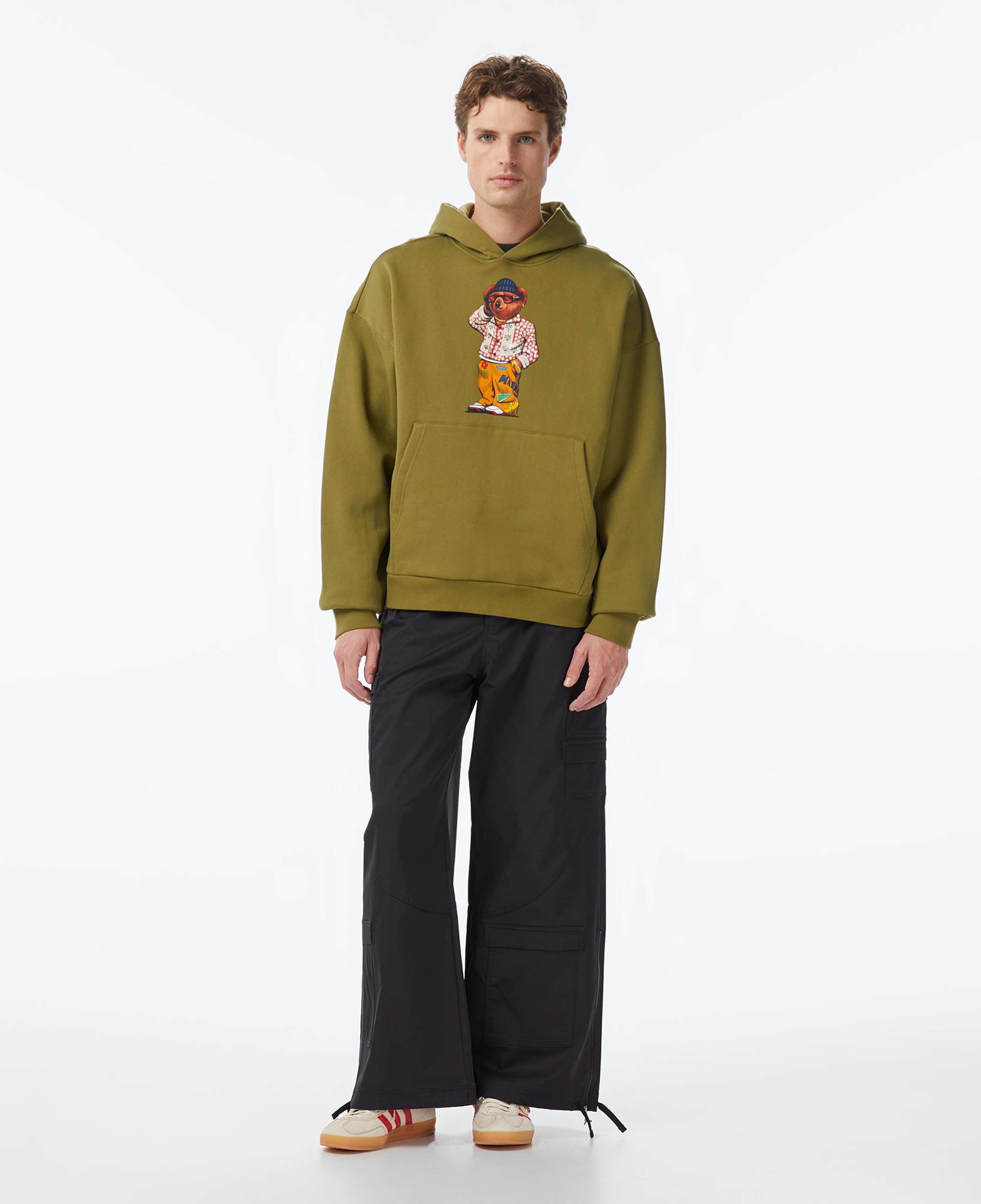 Market Folk Fitted Bear Erkek Yeşil Hoodie