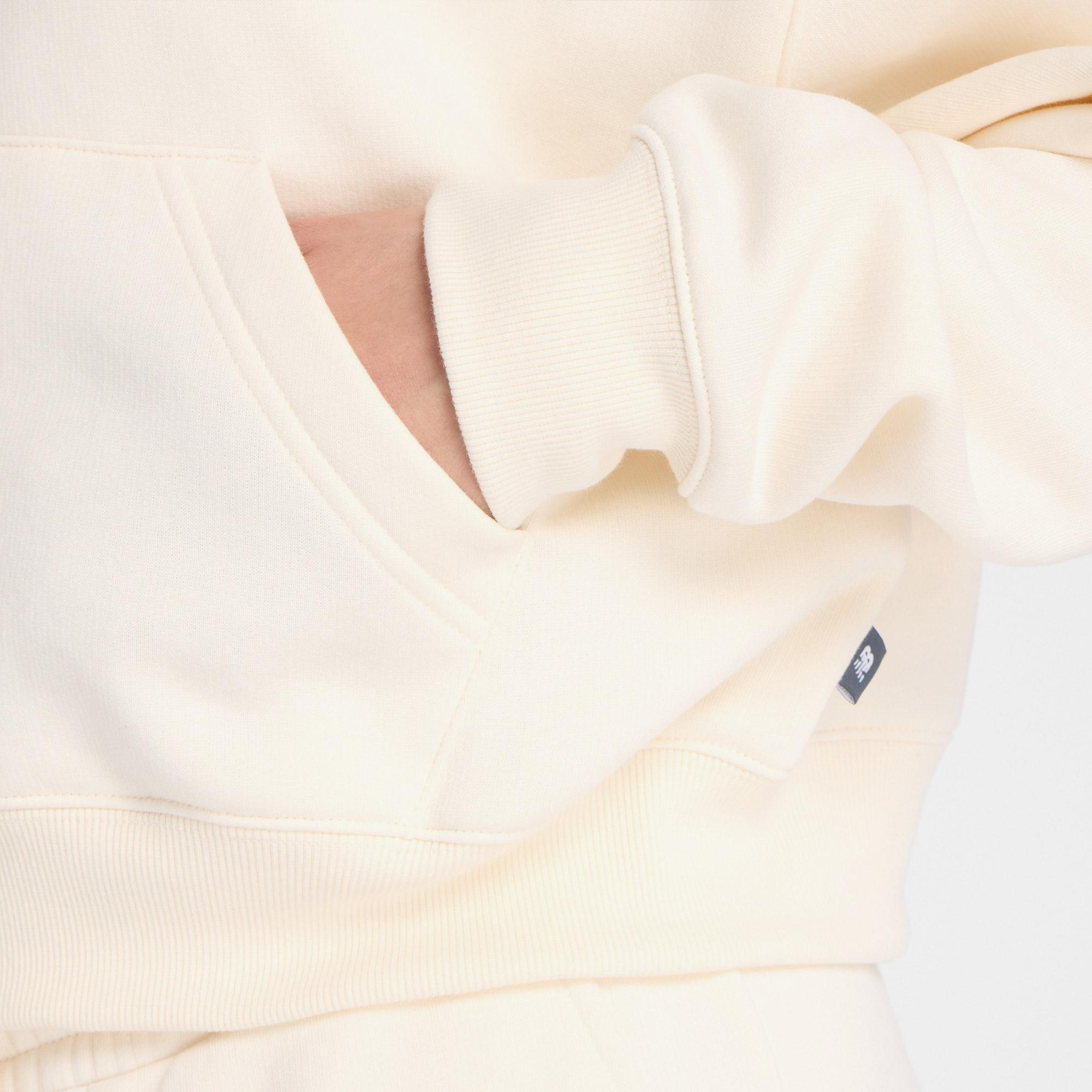 New Balance Linear Heritage Fleece Kadın Beyaz Sweatshirt