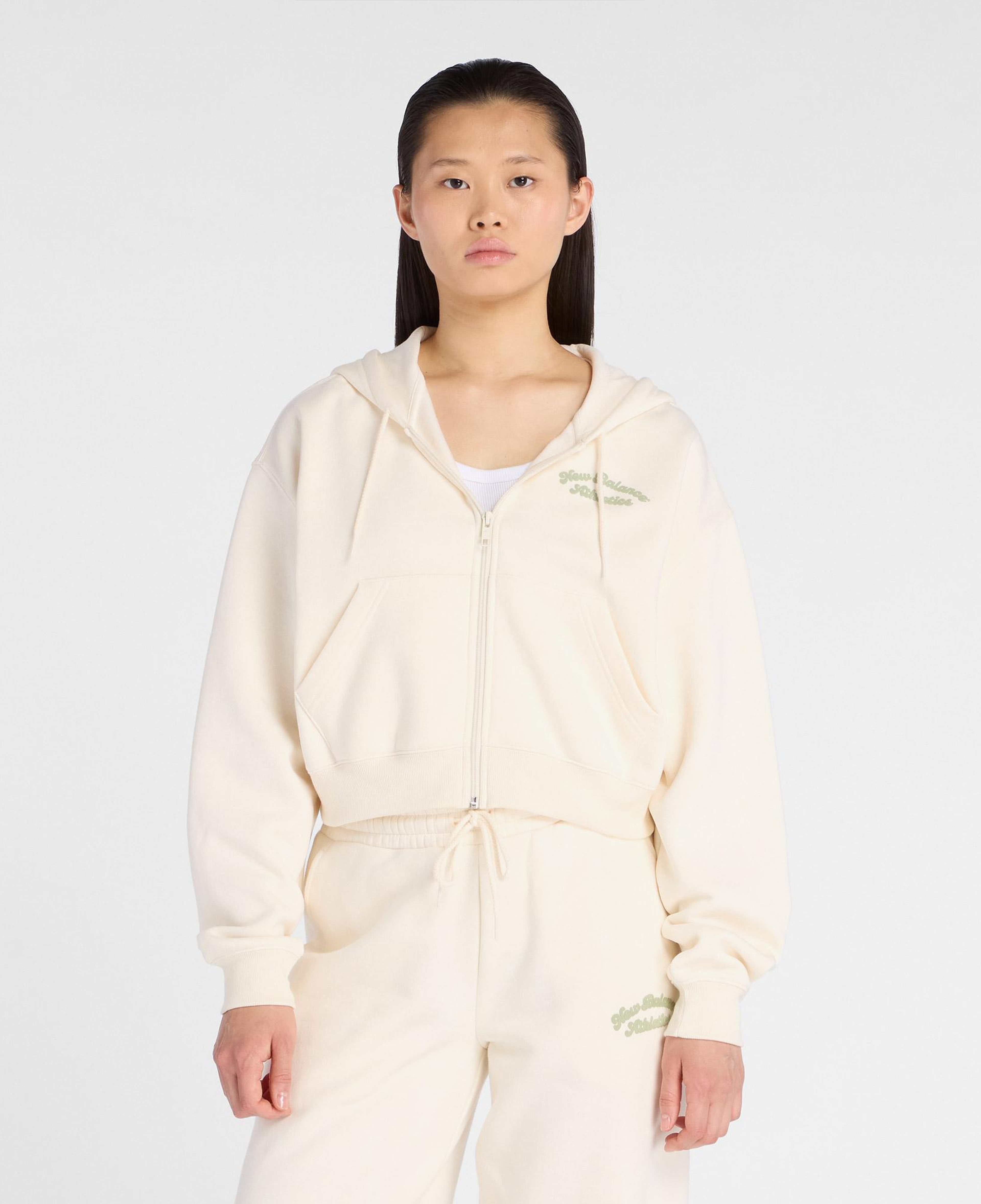 New Balance Linear Heritage Fleece Kadın Beyaz Sweatshirt