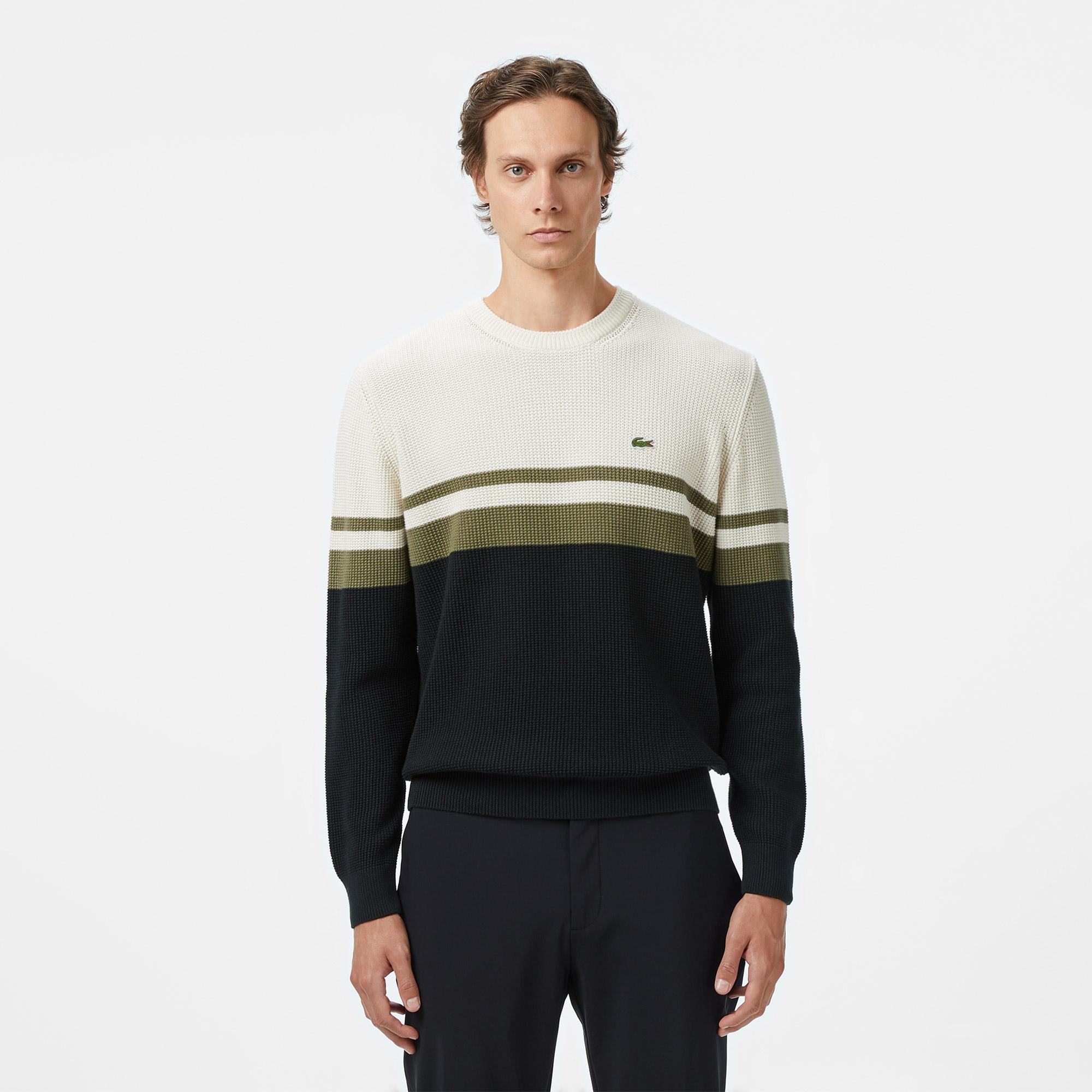 Lacoste Erkek Classic Fit Bisiklet Yaka Renk Bloklu Siyah Kazak