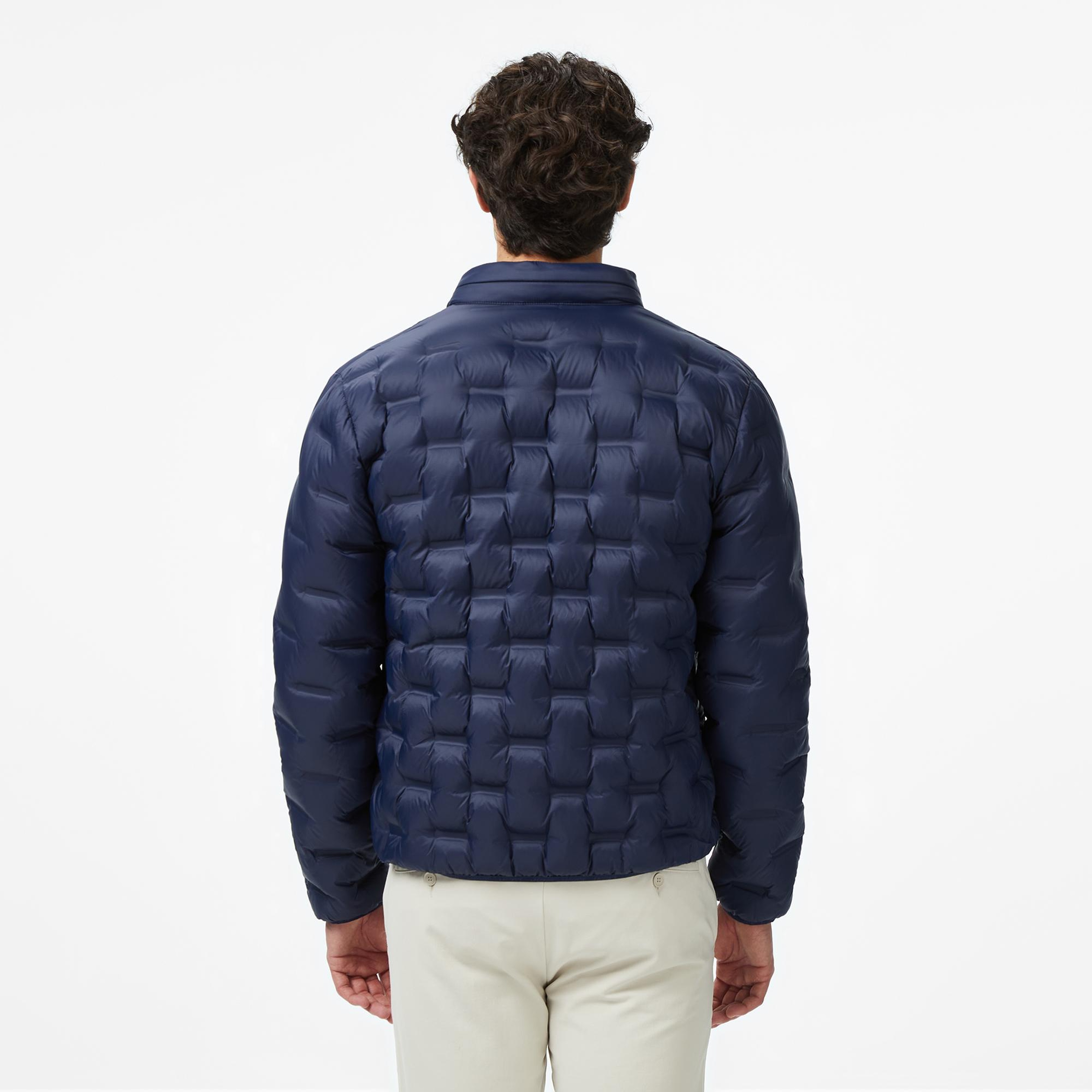 Lacoste Erkek Dik Yaka Kapitone Lacivert Mont