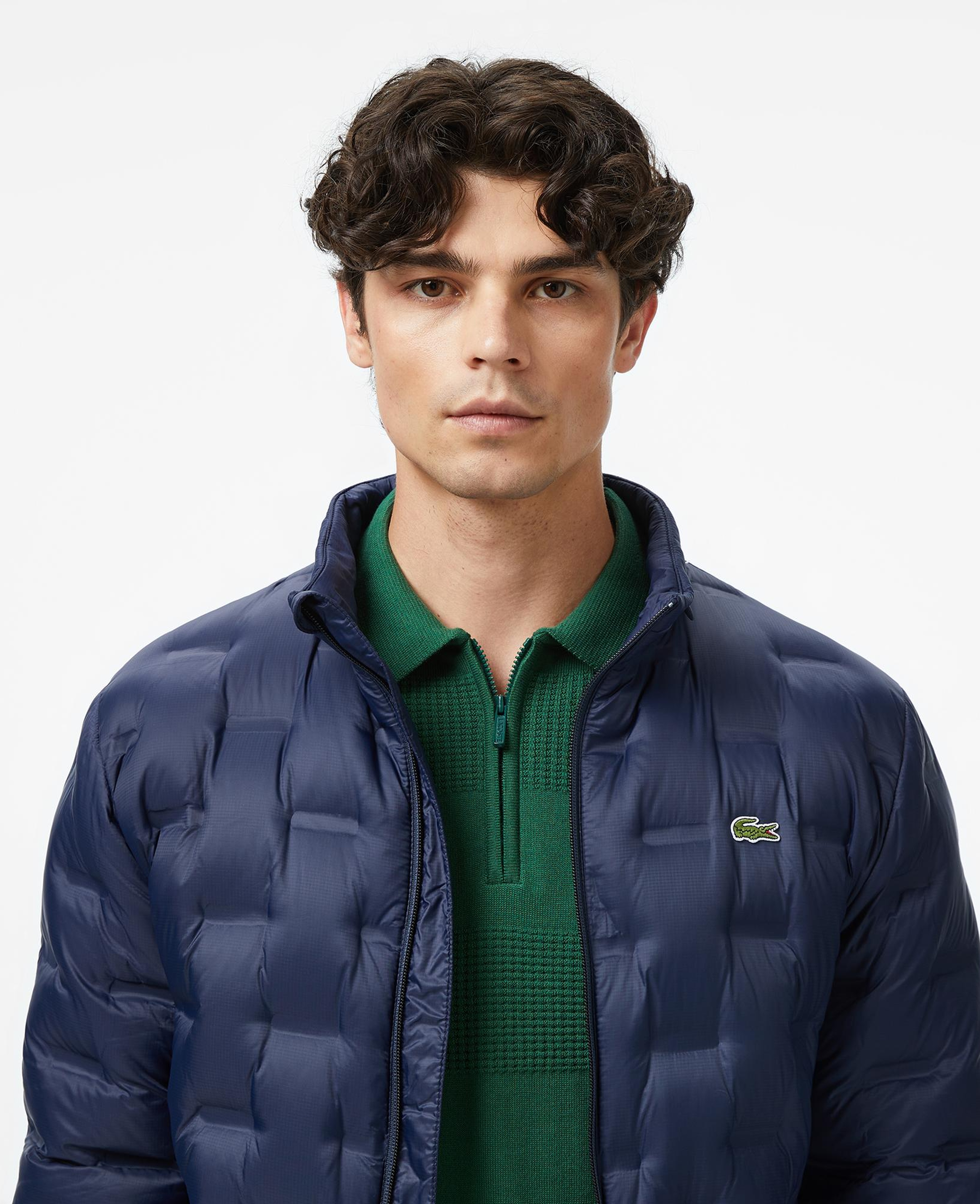 Lacoste Erkek Dik Yaka Kapitone Lacivert Mont