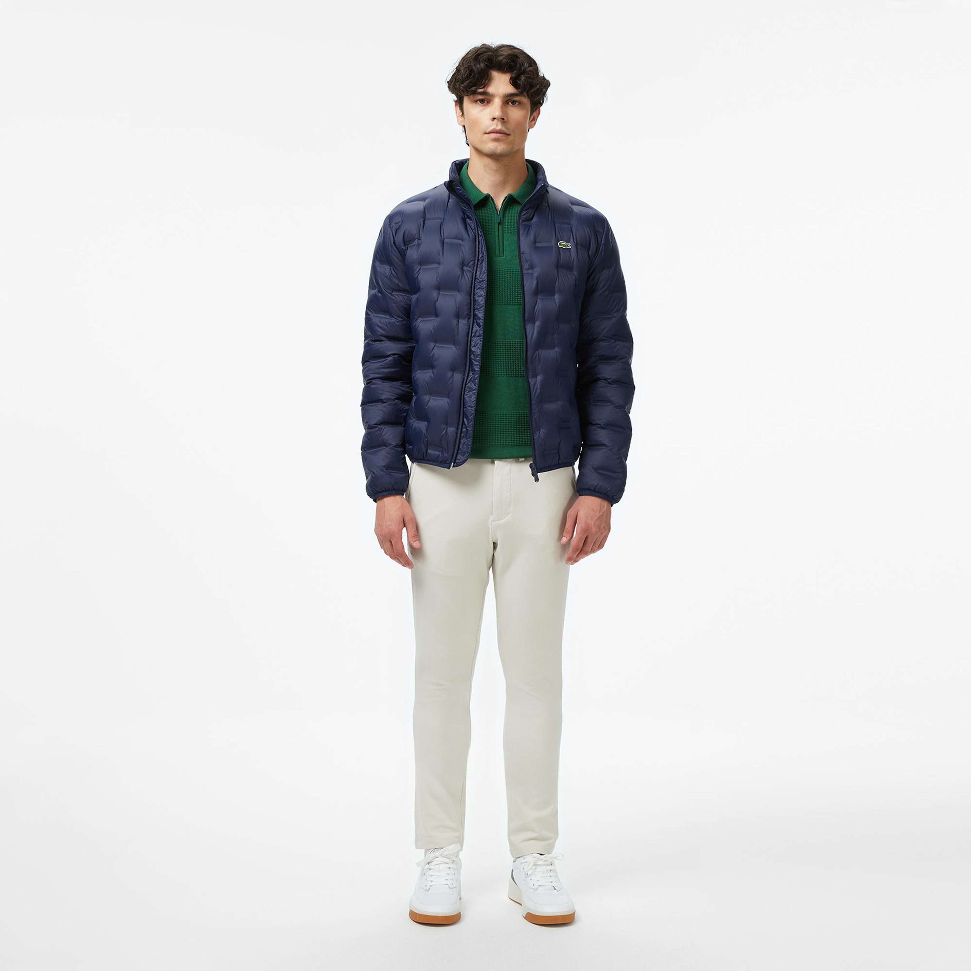 Lacoste Erkek Dik Yaka Kapitone Lacivert Mont