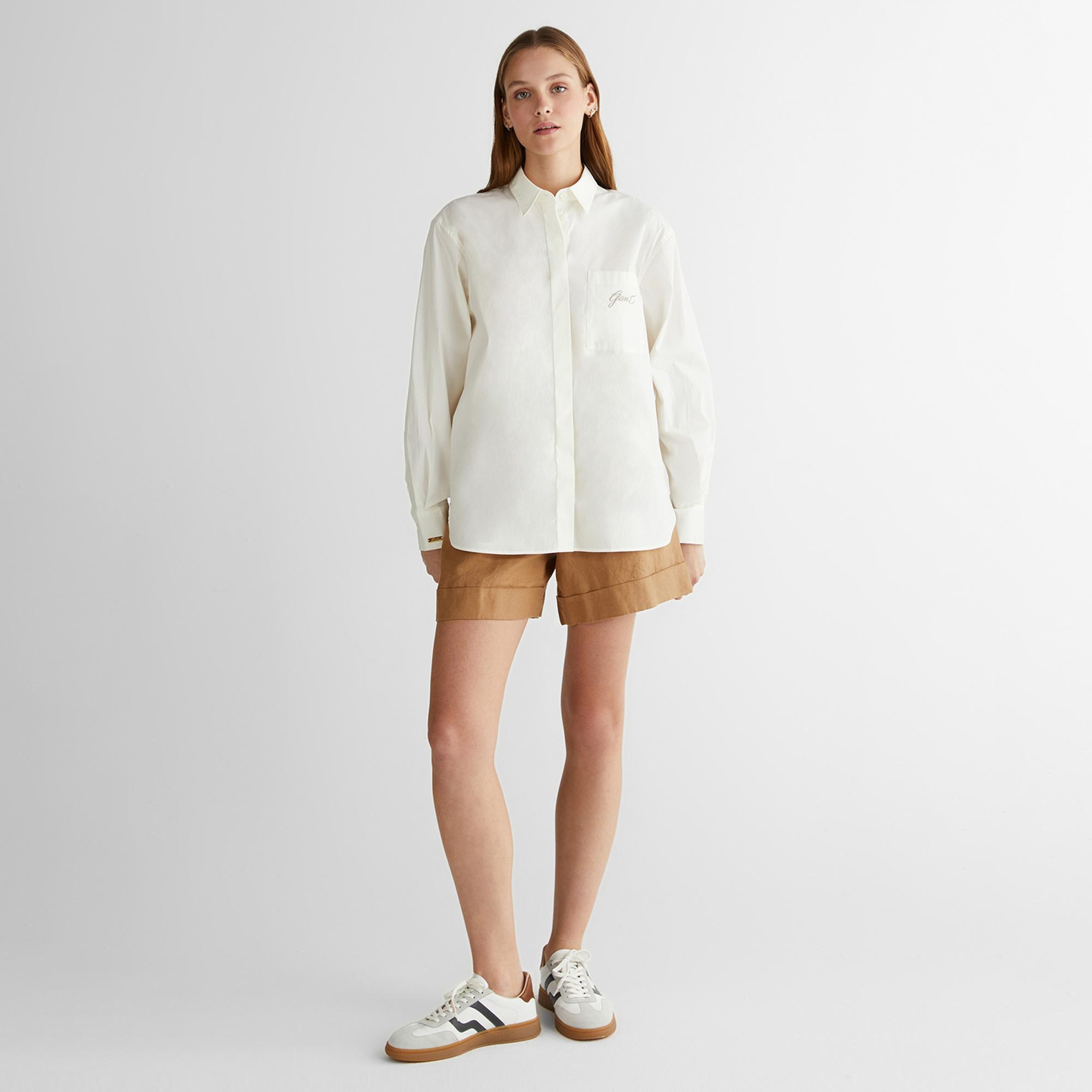 GANT Kadın Krem Klasik Yaka Gömlek
