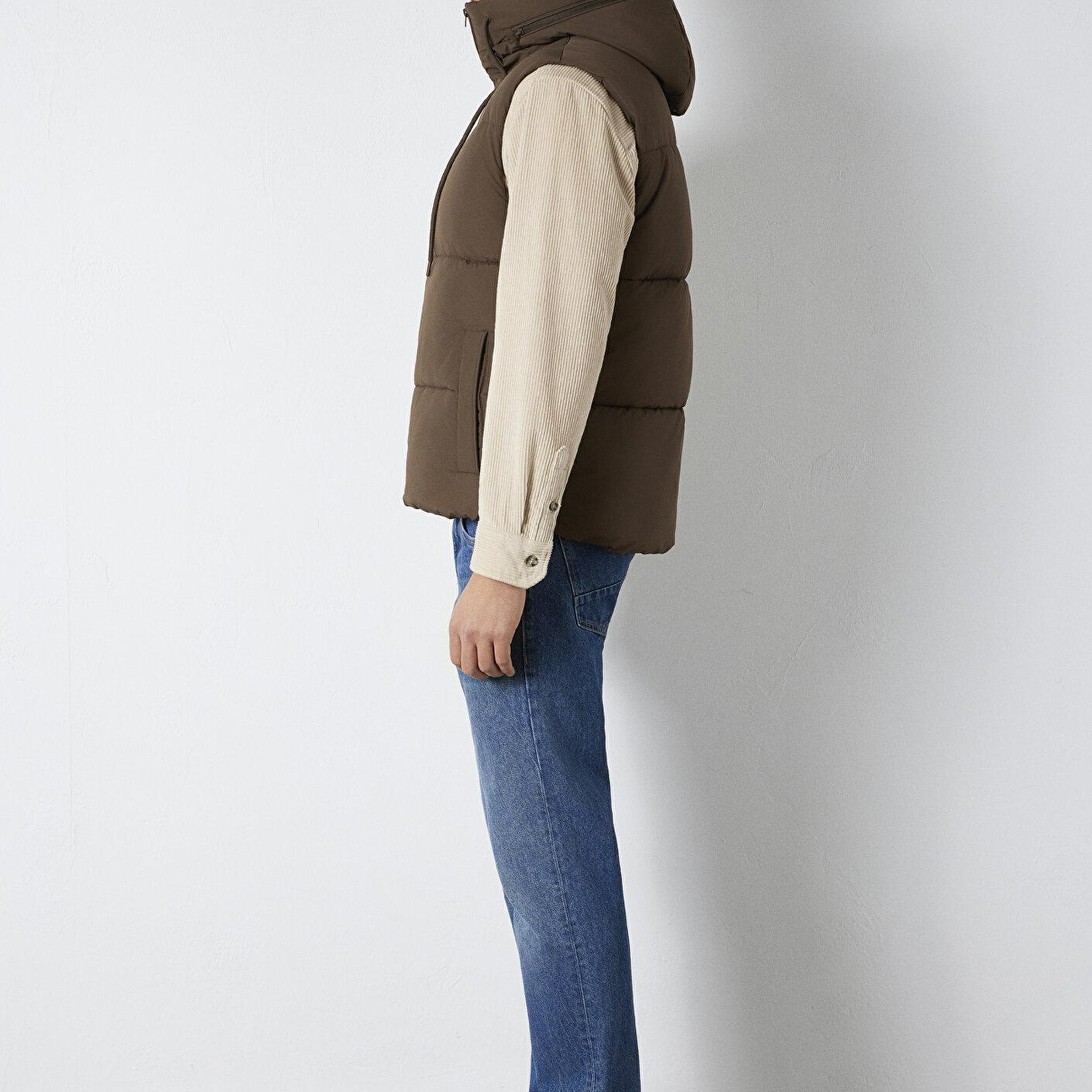 Mavi Mavi Jeans Detaylı Kapüşonlu Kahverengi Şişme Yelek Regular Fit / Normal Kesim 0110759-71541