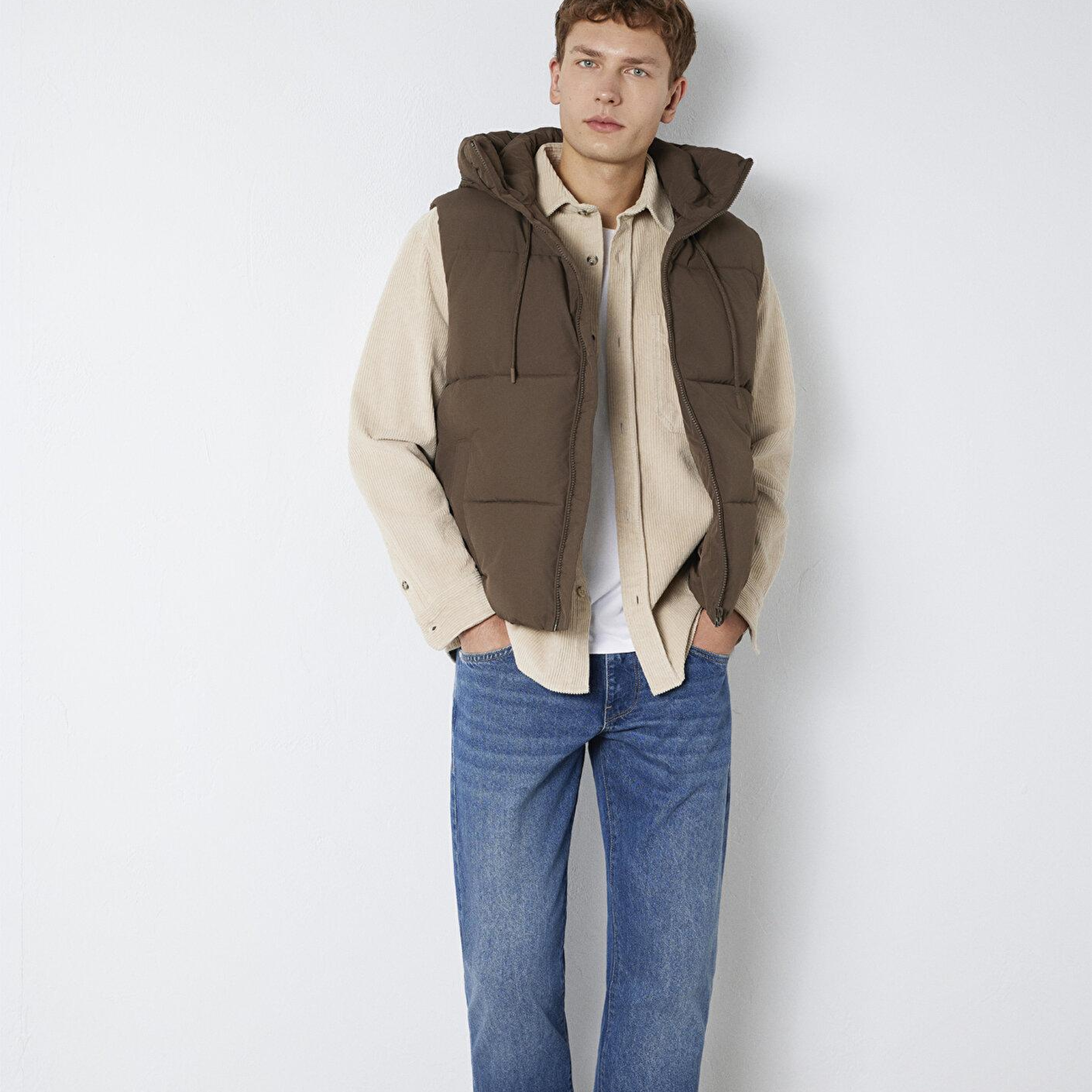 Mavi Mavi Jeans Detaylı Kapüşonlu Kahverengi Şişme Yelek Regular Fit / Normal Kesim 0110759-71541