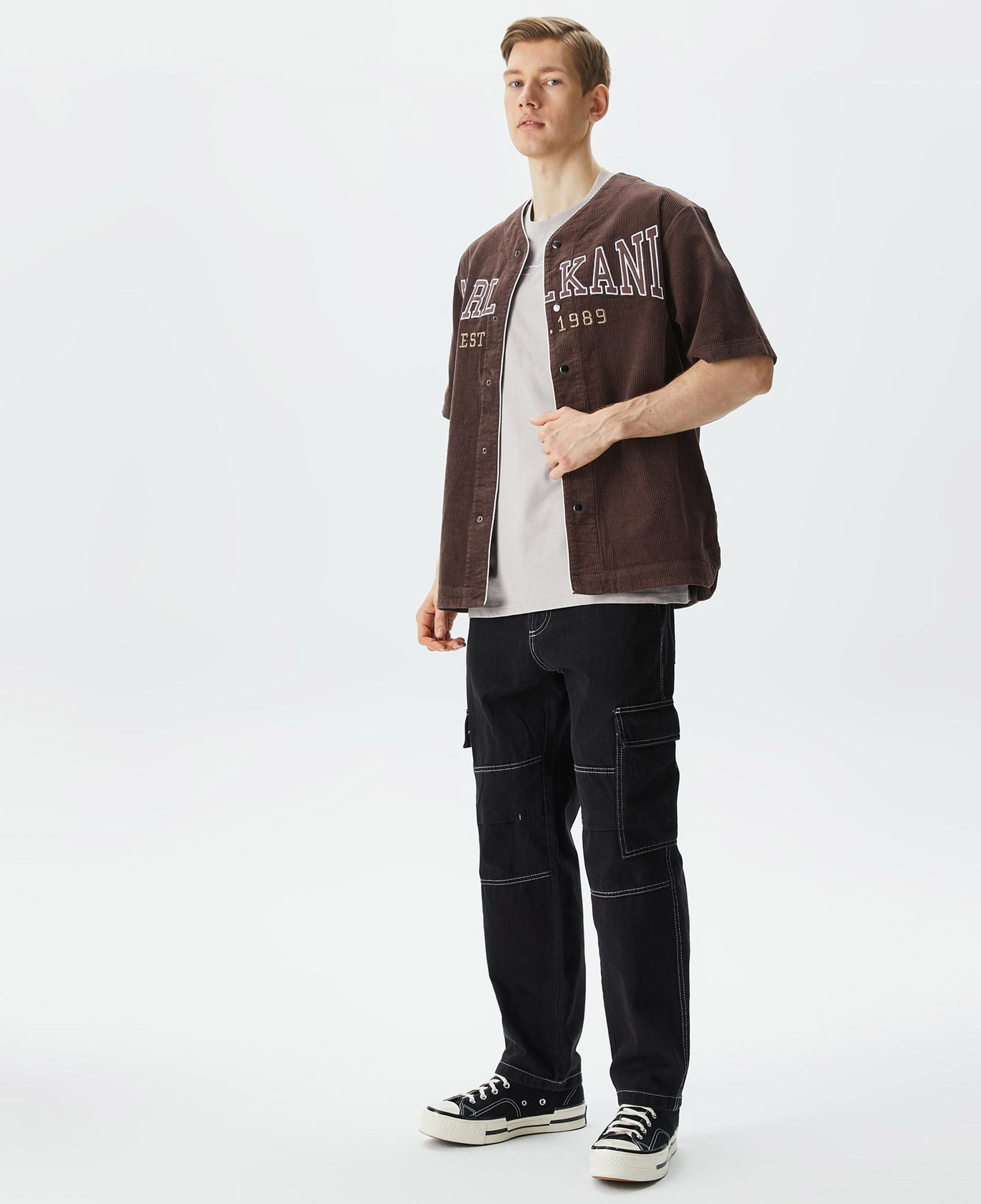 Karl Kani Woven Retro Corduroy Baseball Erkek Kahverengi Gömlek