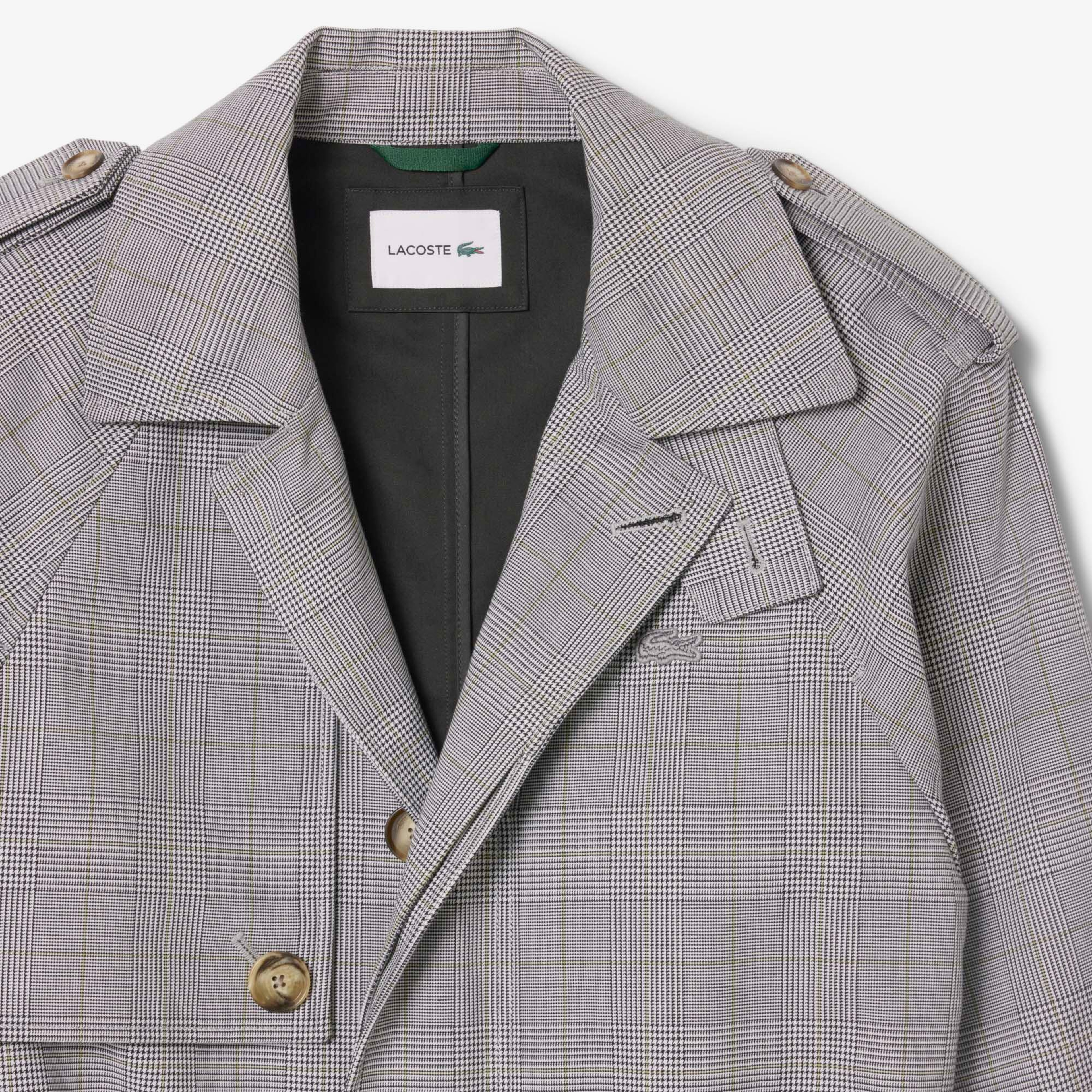 Lacoste Erkek Classic Fit Gömlek Yaka Ekose Beyaz Trençkot