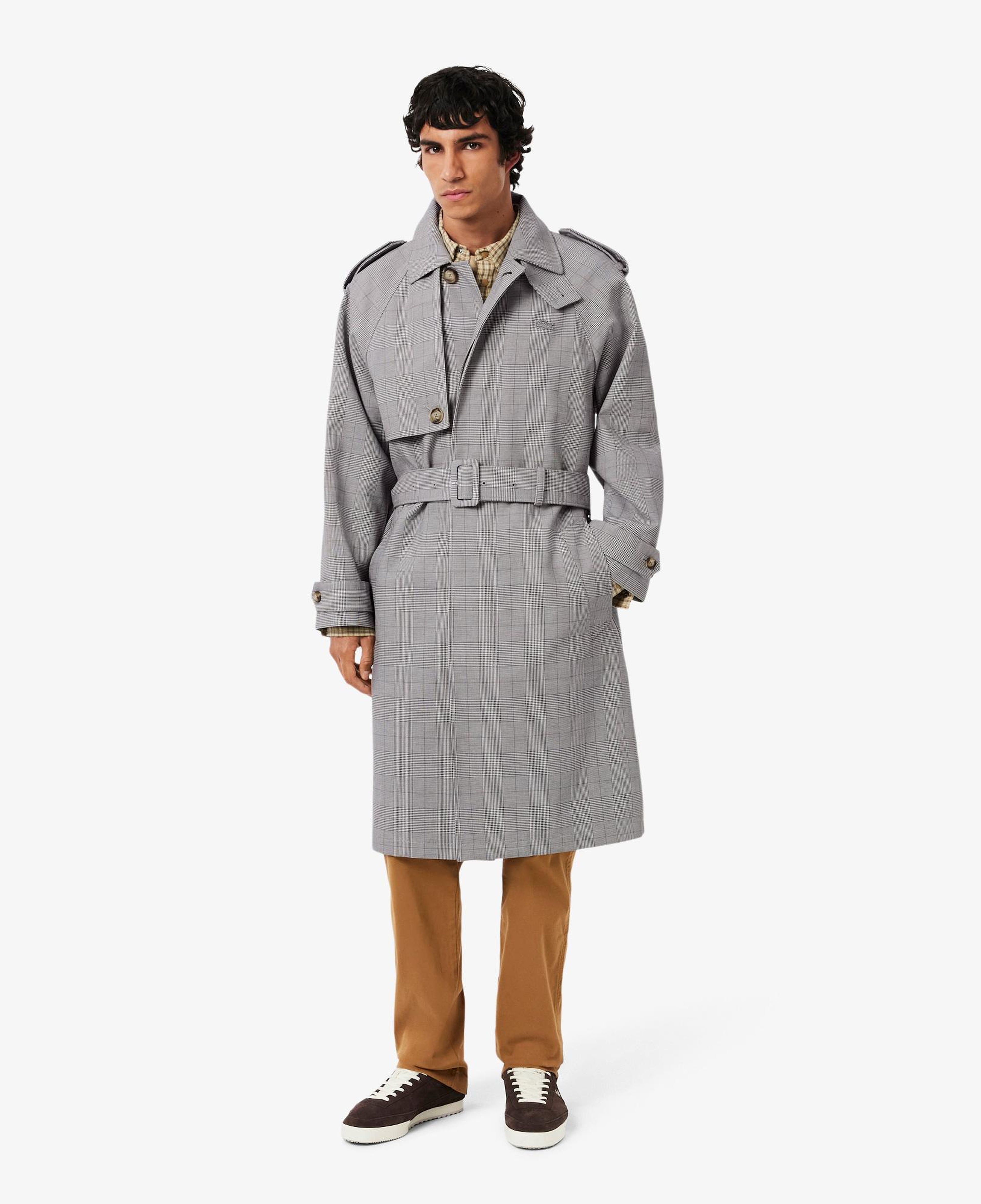 Lacoste Erkek Classic Fit Gömlek Yaka Ekose Beyaz Trençkot