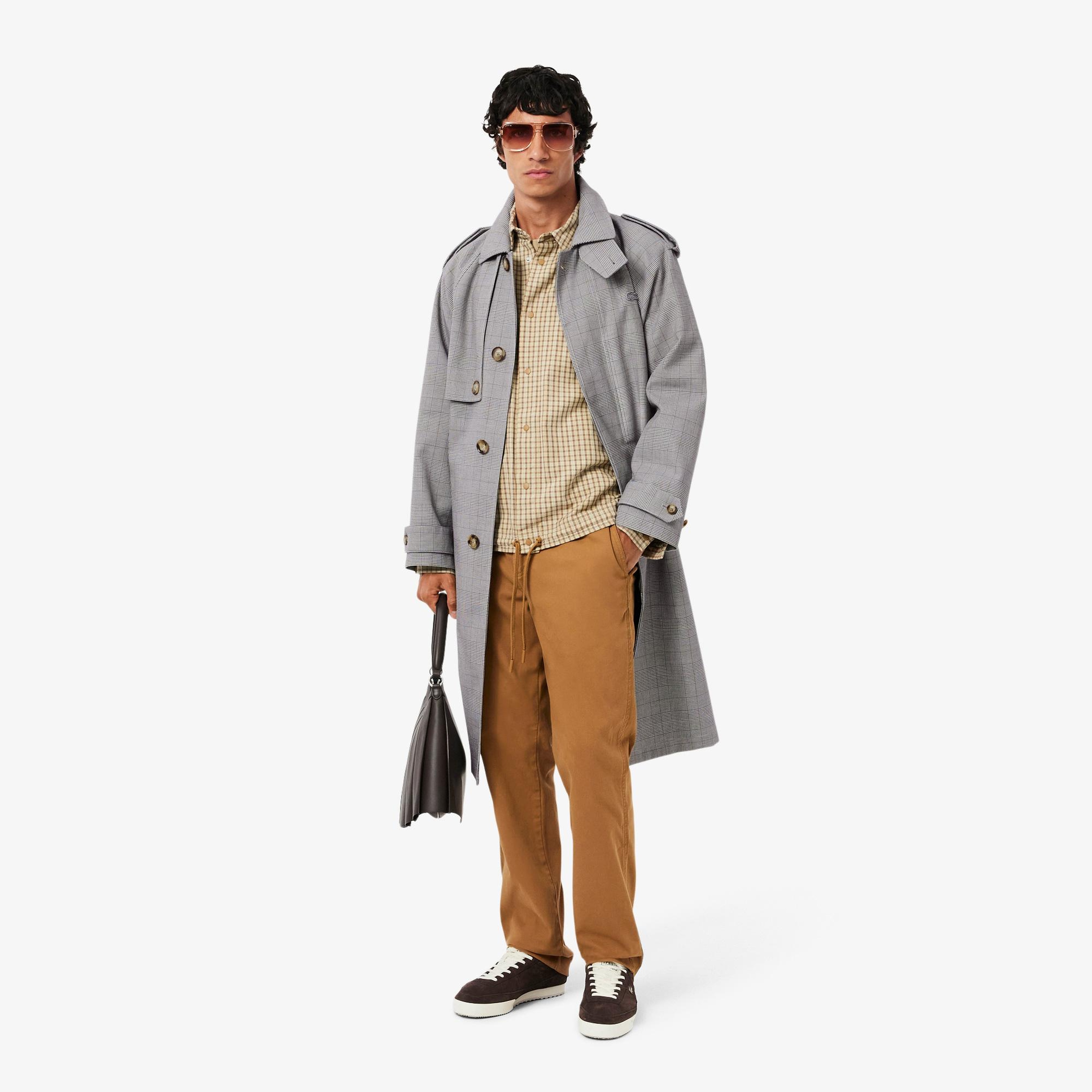Lacoste Erkek Classic Fit Gömlek Yaka Ekose Beyaz Trençkot
