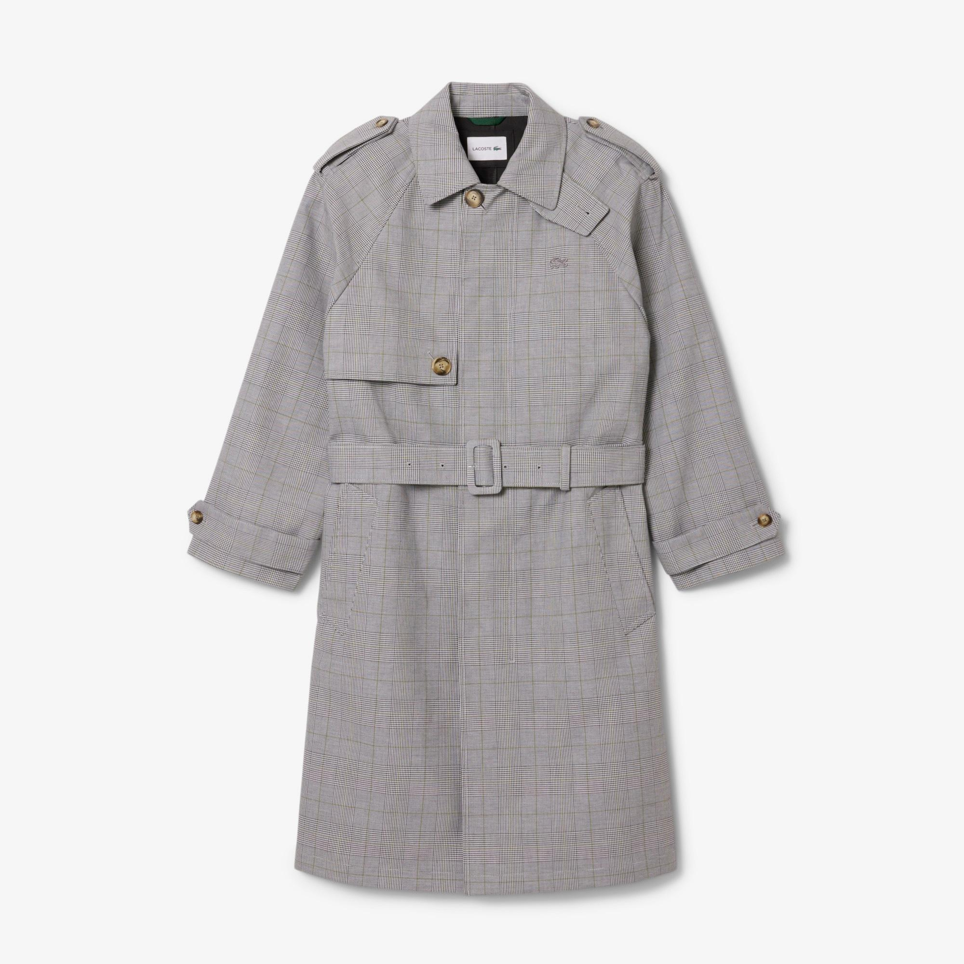 Lacoste Erkek Classic Fit Gömlek Yaka Ekose Beyaz Trençkot