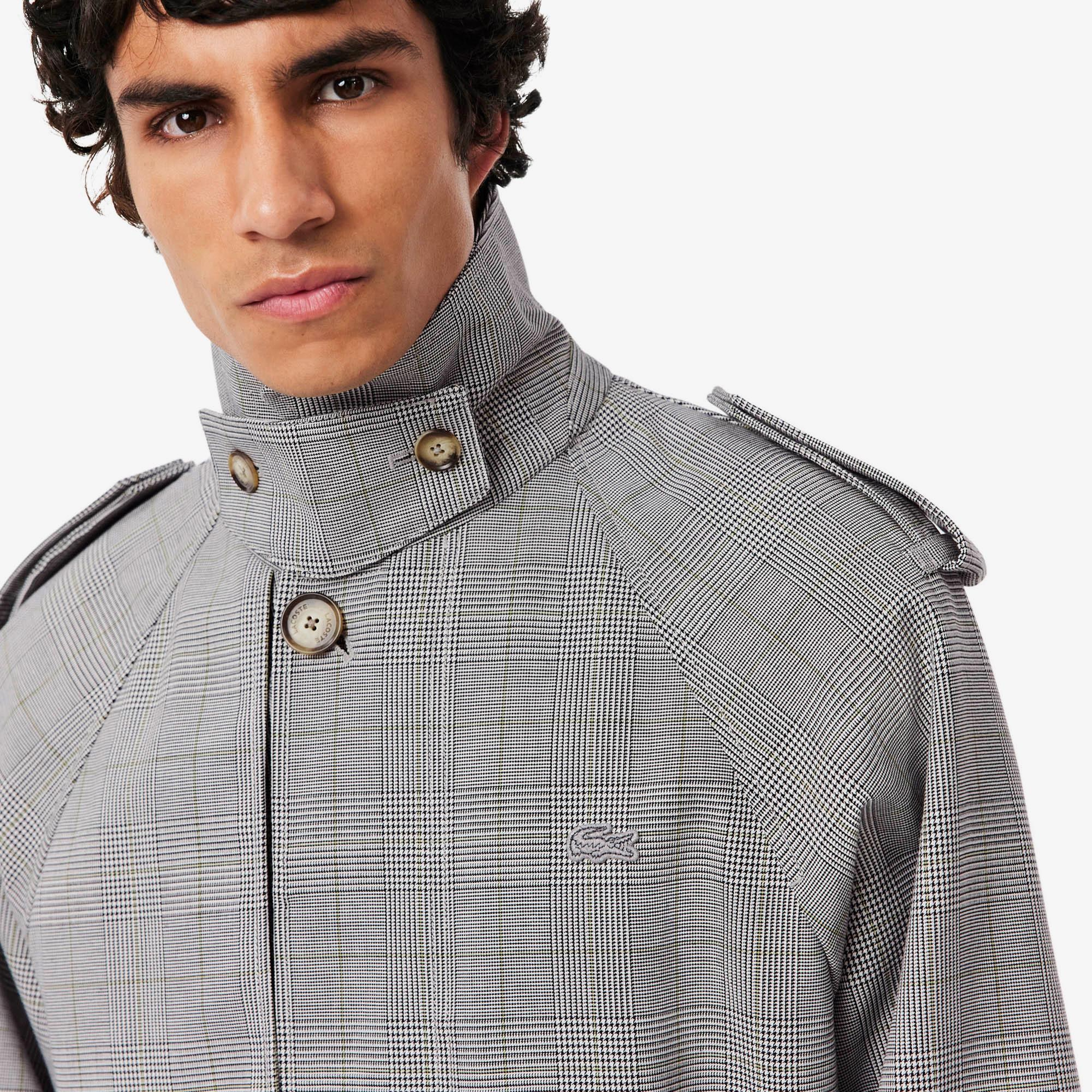Lacoste Erkek Classic Fit Gömlek Yaka Ekose Beyaz Trençkot