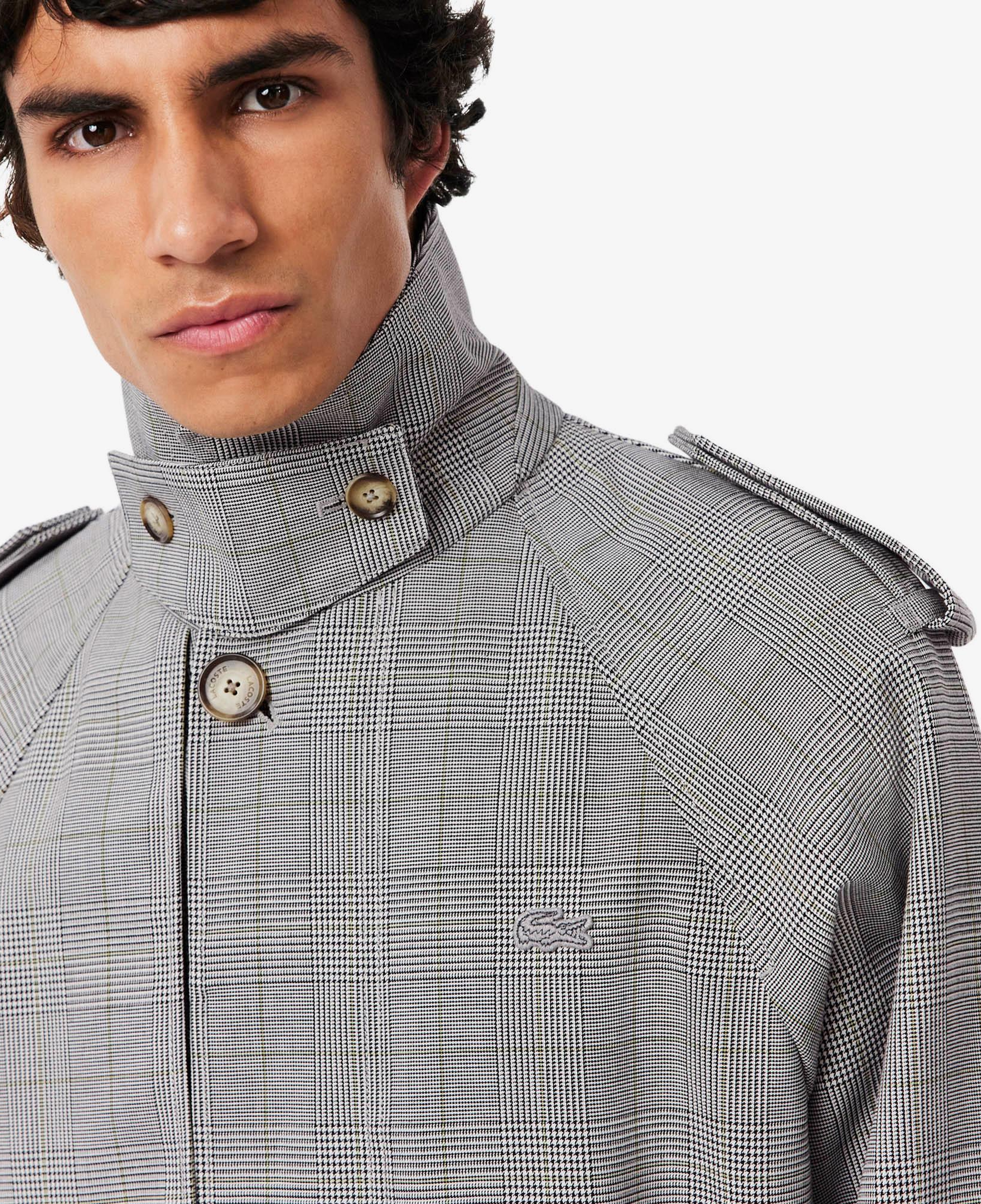 Lacoste Erkek Classic Fit Gömlek Yaka Ekose Beyaz Trençkot