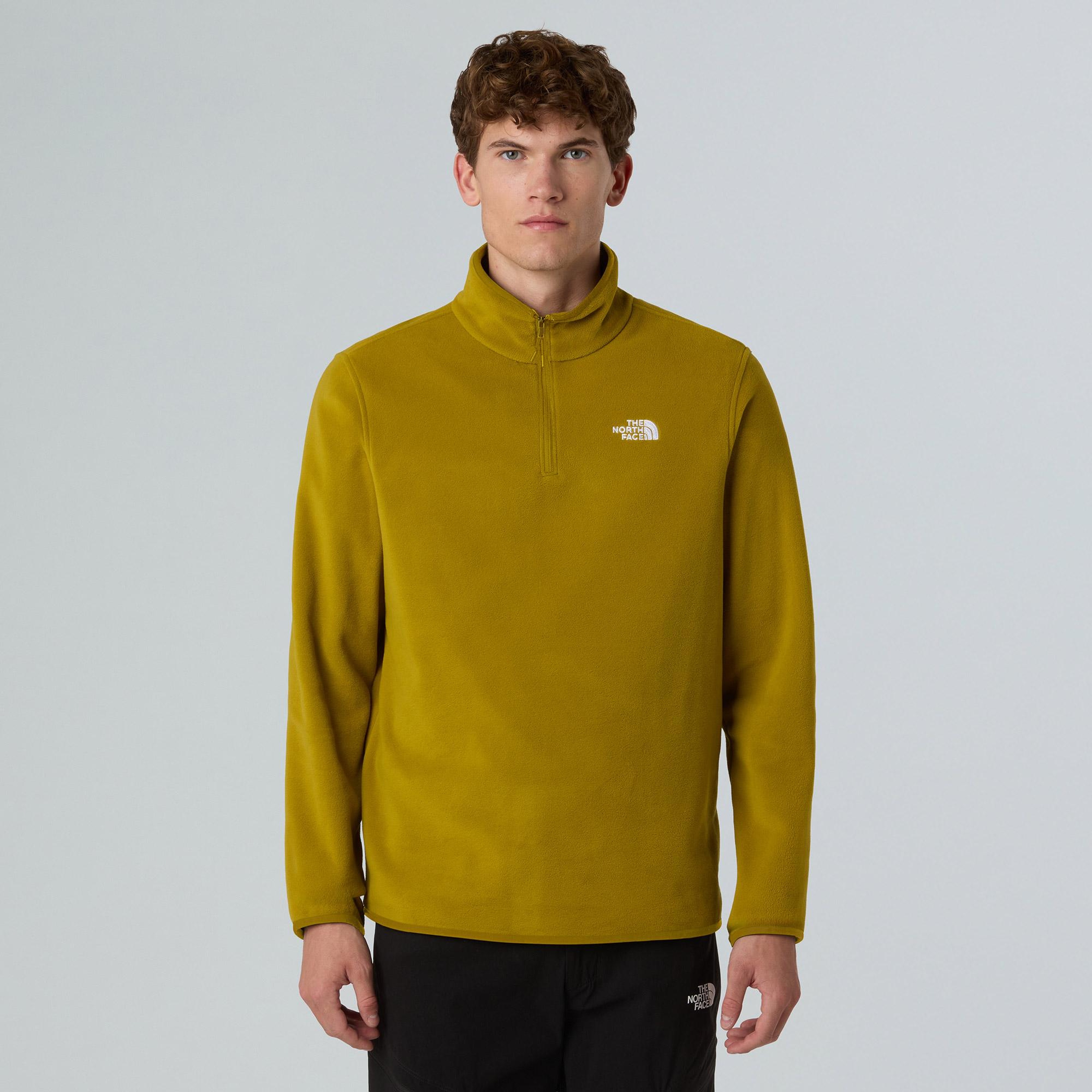 The North Face Glacier Fleece 1/4 Zip Erkek Yeşil Outdoor Sweatshirt