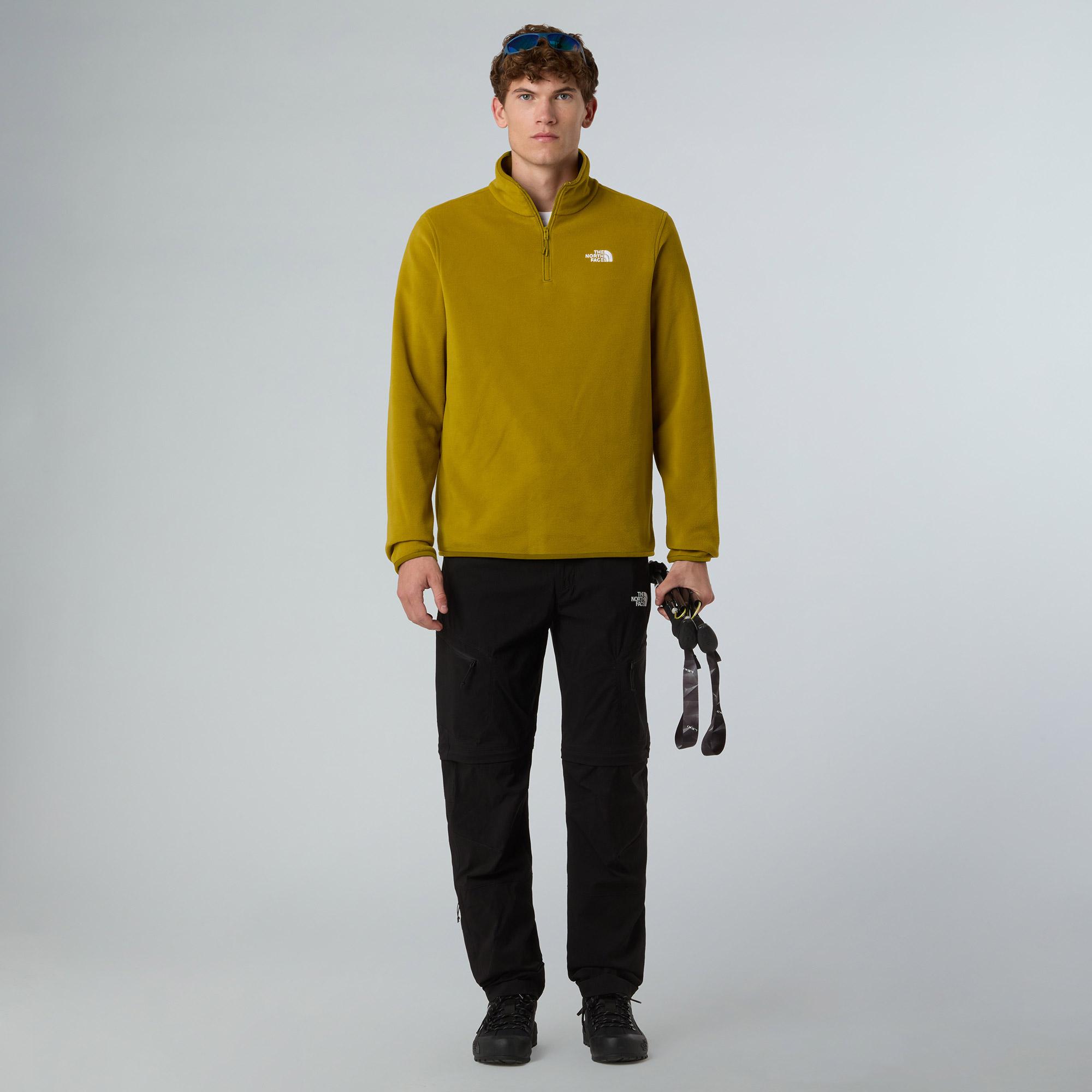 The North Face Glacier Fleece 1/4 Zip Erkek Yeşil Outdoor Sweatshirt