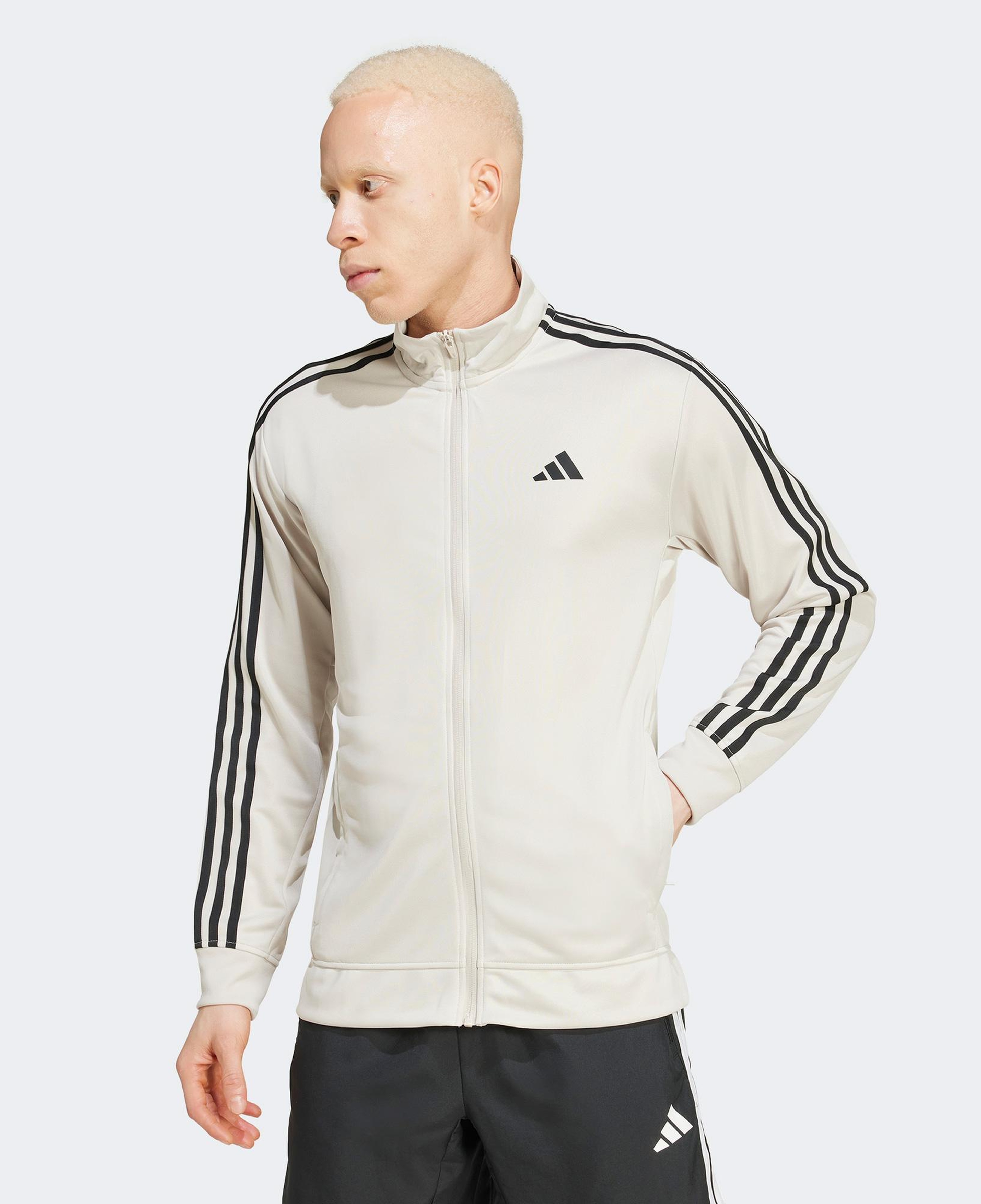 adidas Essentials 3 Stripes Erkek Gri Eşofman Üstü