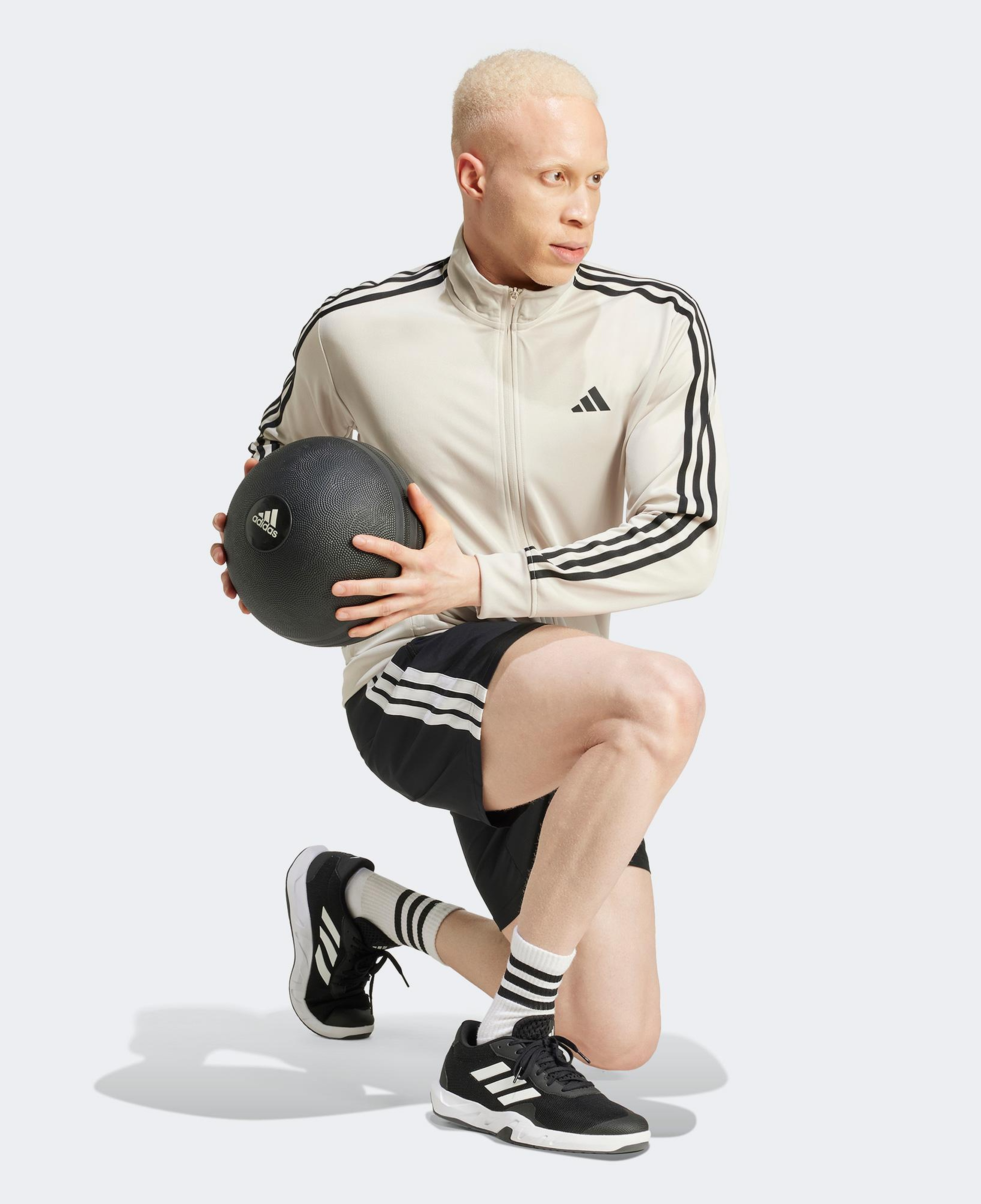 adidas Essentials 3 Stripes Erkek Gri Eşofman Üstü