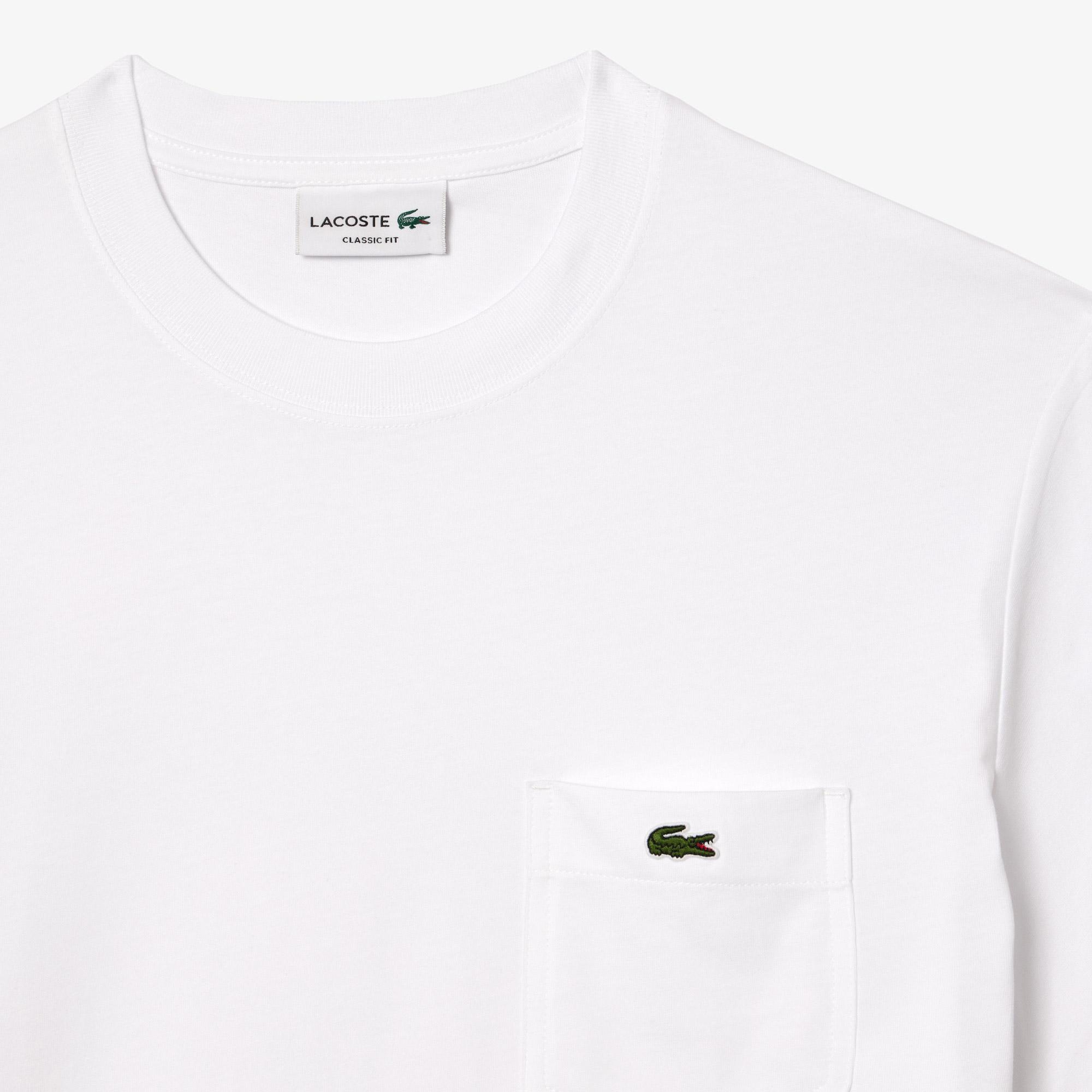 Lacoste Erkek Classic Fit Bisiklet Yaka Beyaz Cepli T-Shirt