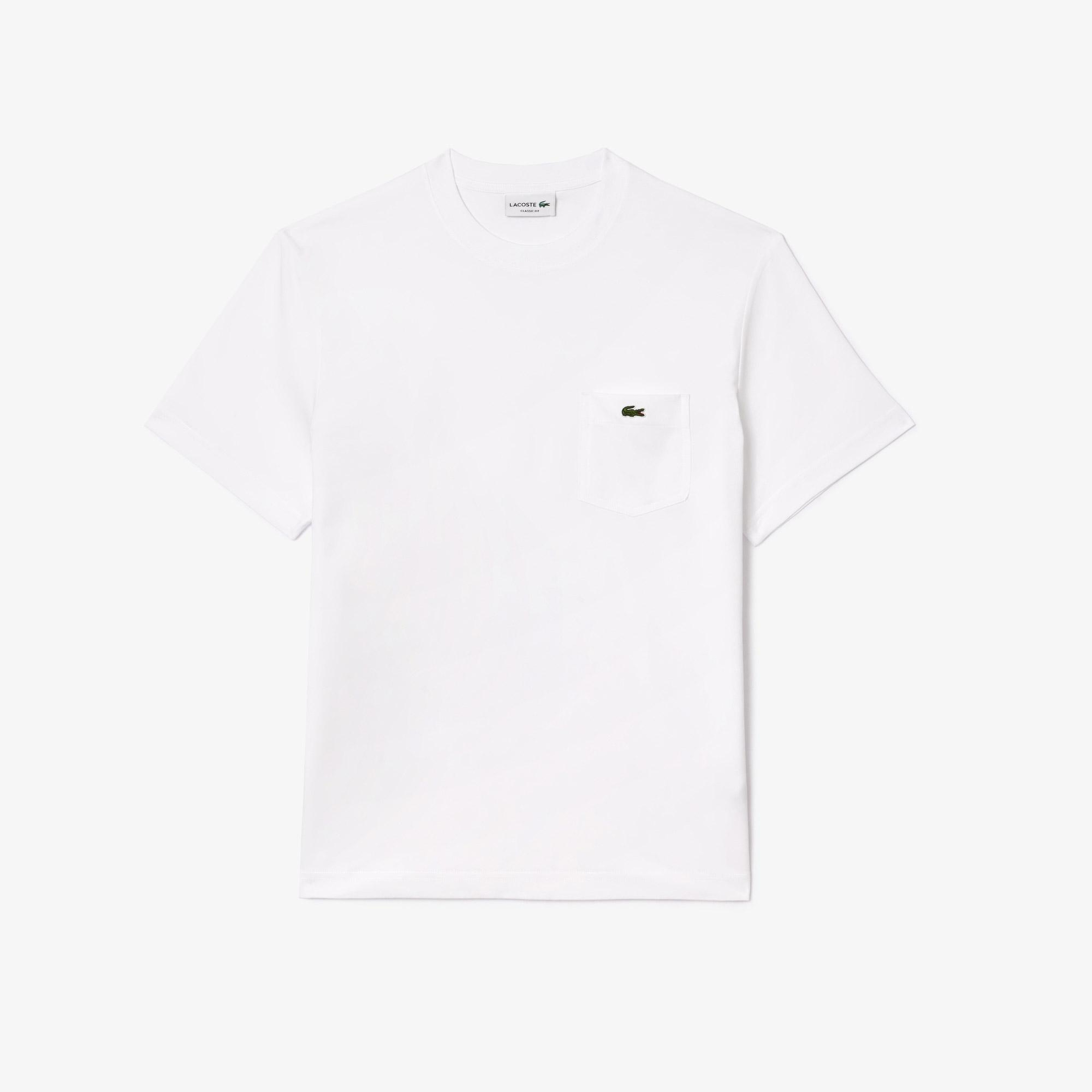 Lacoste Erkek Classic Fit Bisiklet Yaka Beyaz Cepli T-Shirt
