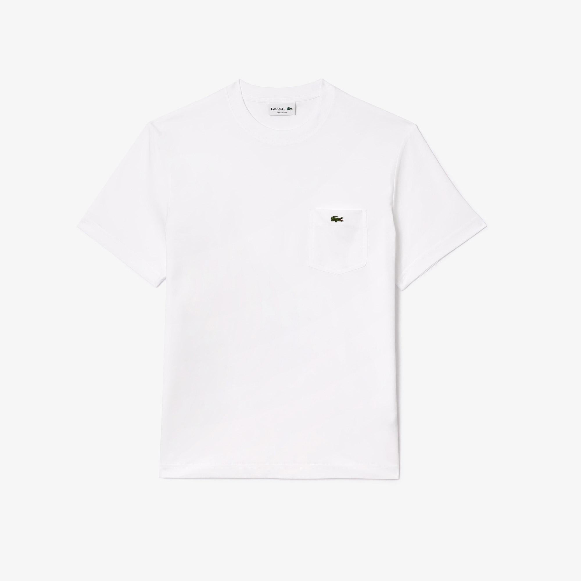 Lacoste Erkek Classic Fit Bisiklet Yaka Beyaz Cepli T-Shirt