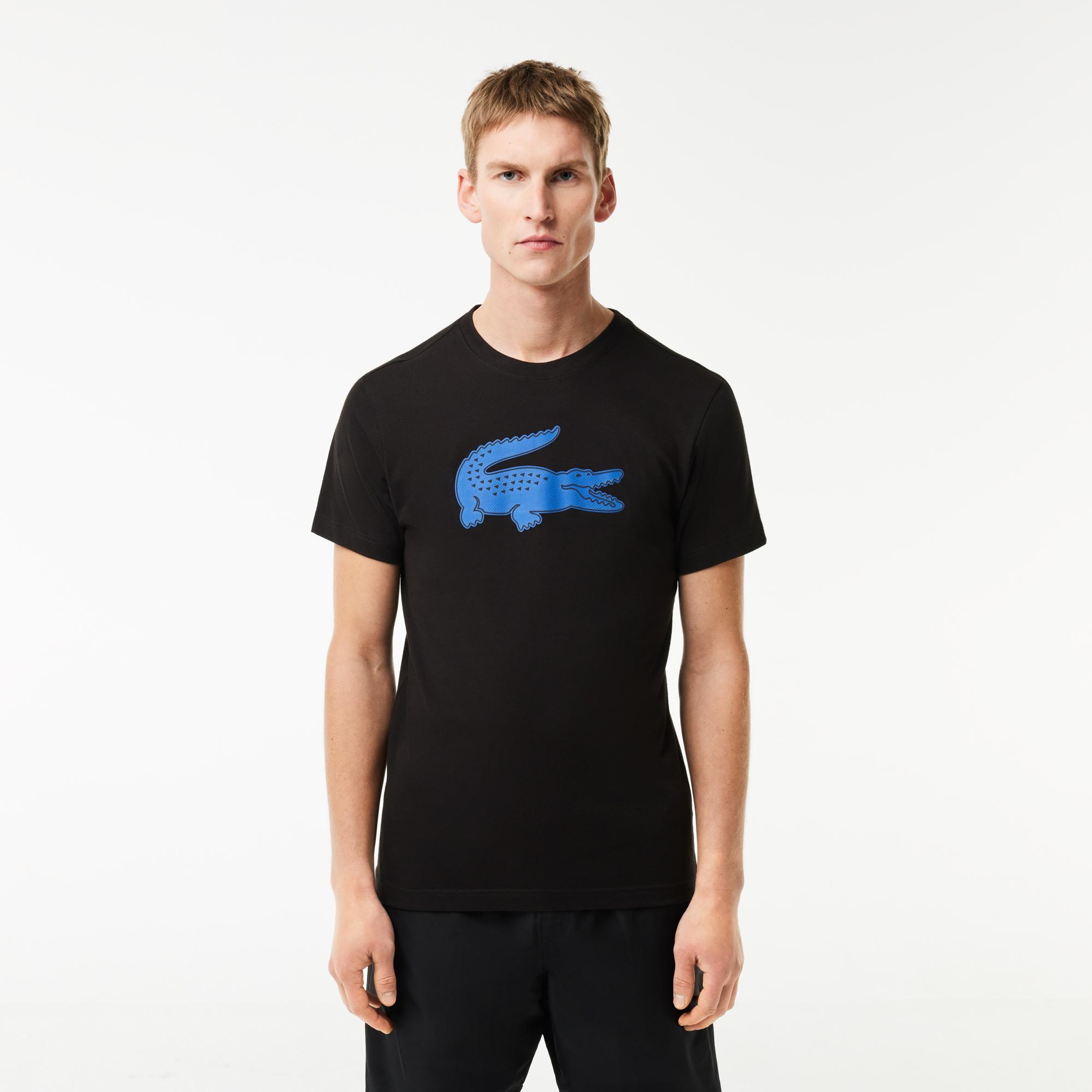 Erkek Regular Fit Bisiklet Yaka Baskılı Siyah T-Shirt