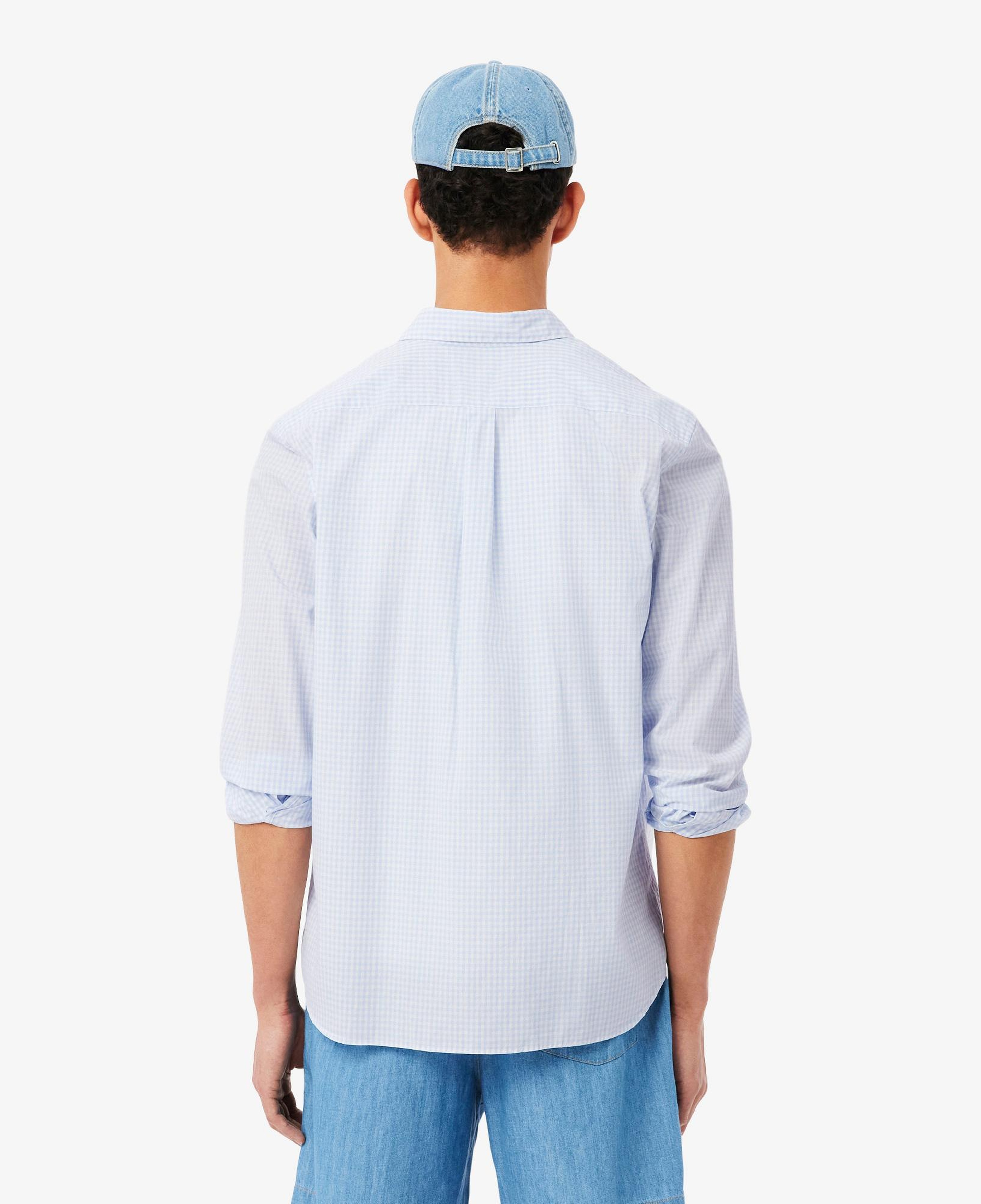 Lacoste Erkek Regular Fit Düğmeli Yaka Ekose Açık Mavi Gömlek