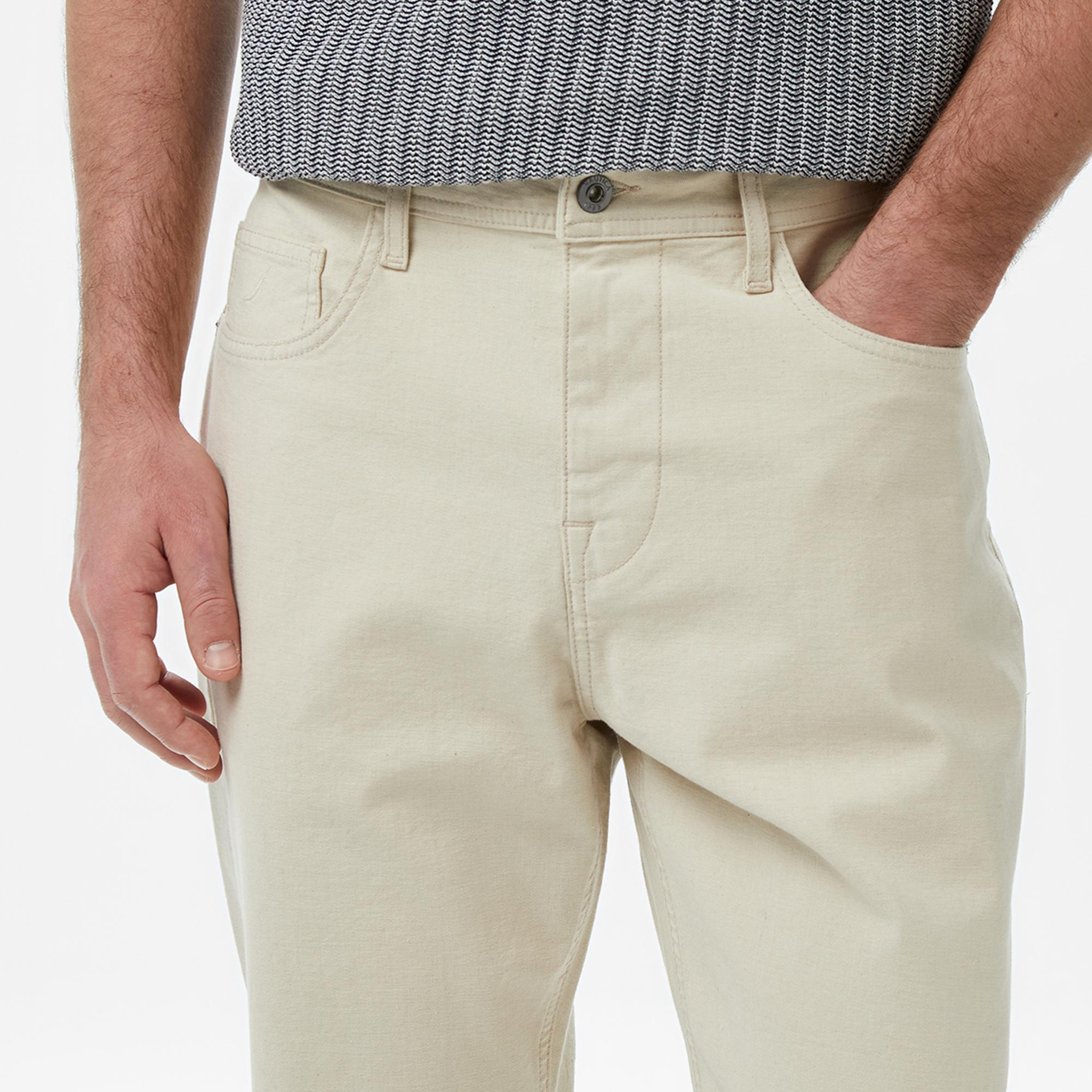 Nautica Erkek Krem Tapered Denim Pantolon