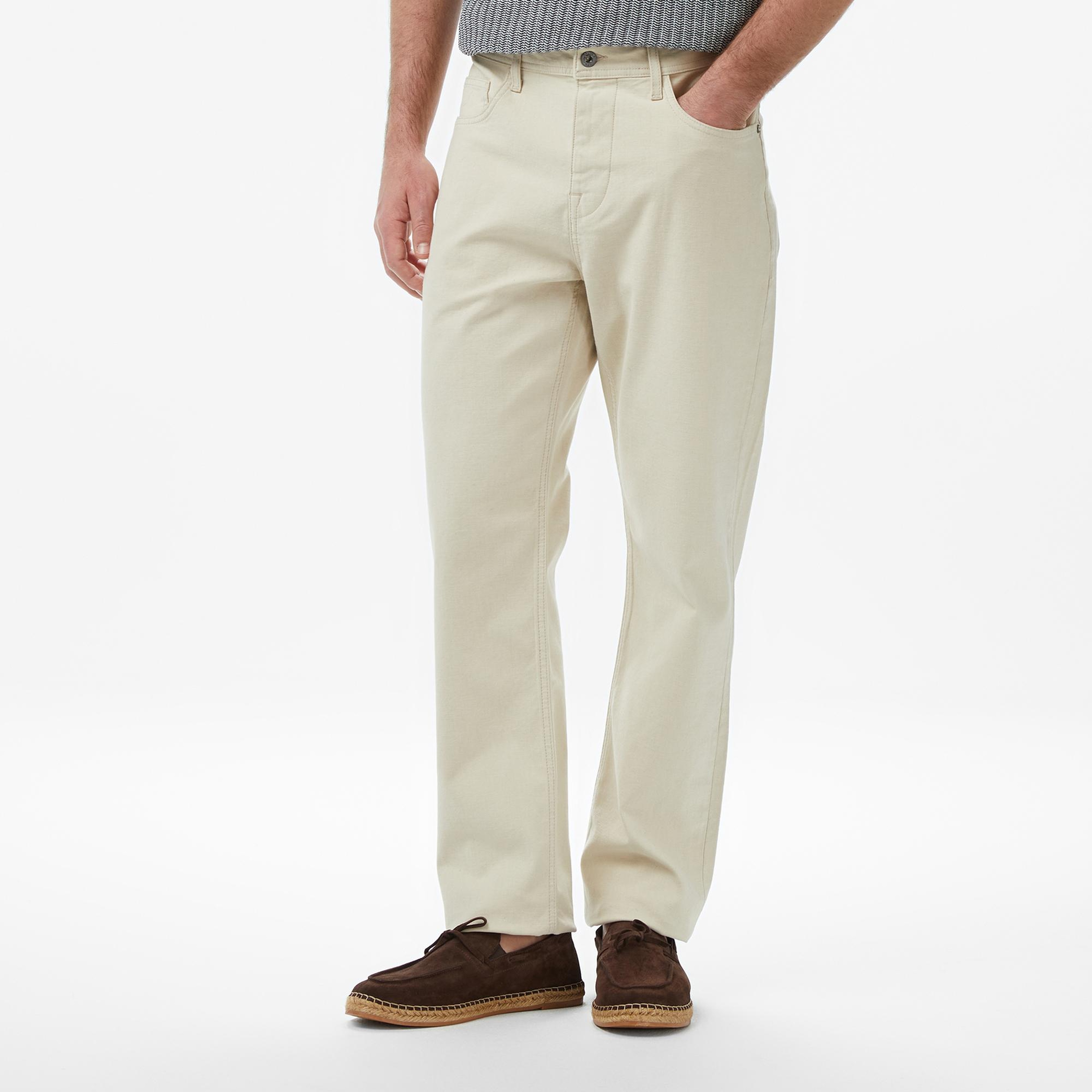 Nautica Erkek Krem Tapered Denim Pantolon