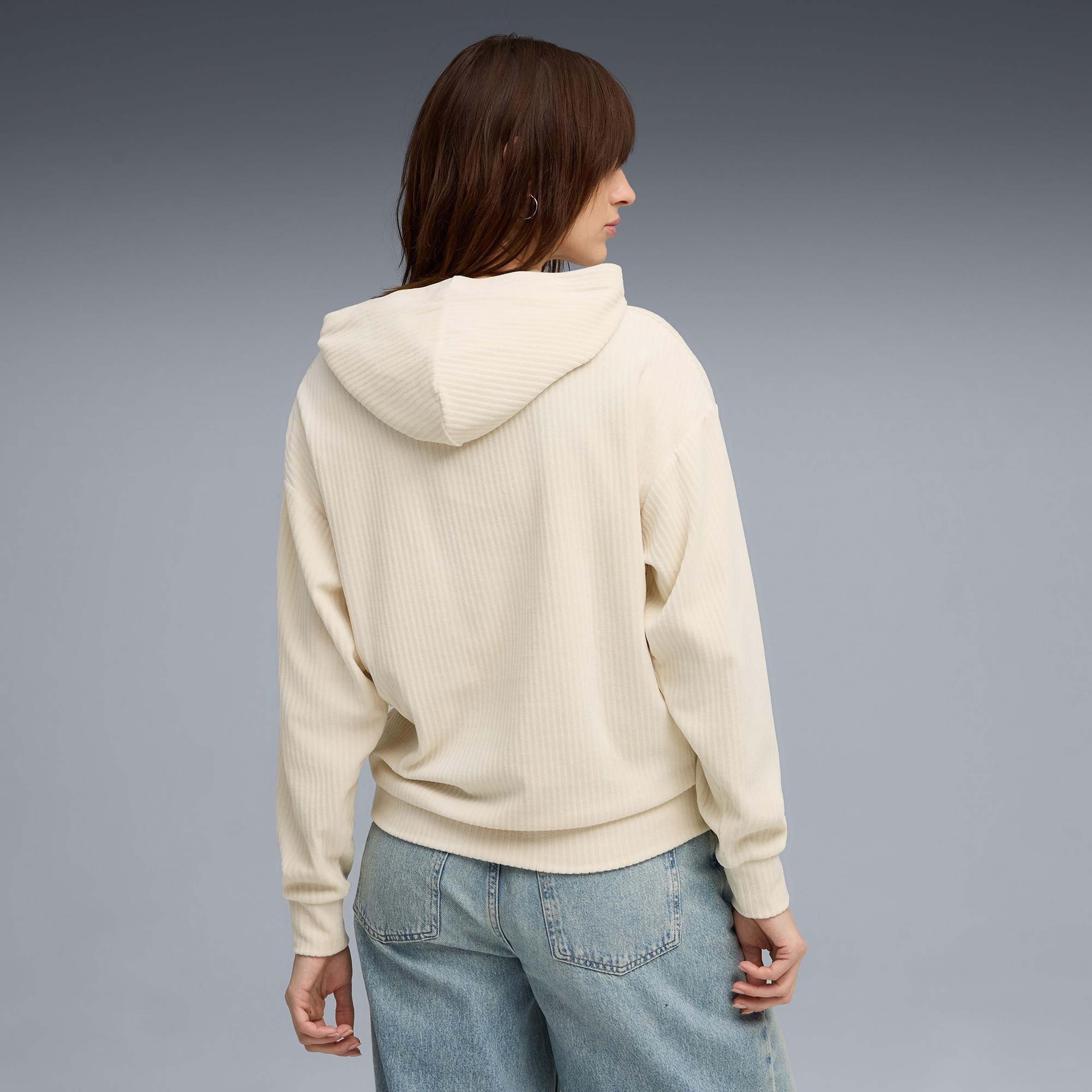 Puma Essentials Elevated Velour  Kadın Krem Sweatshirt