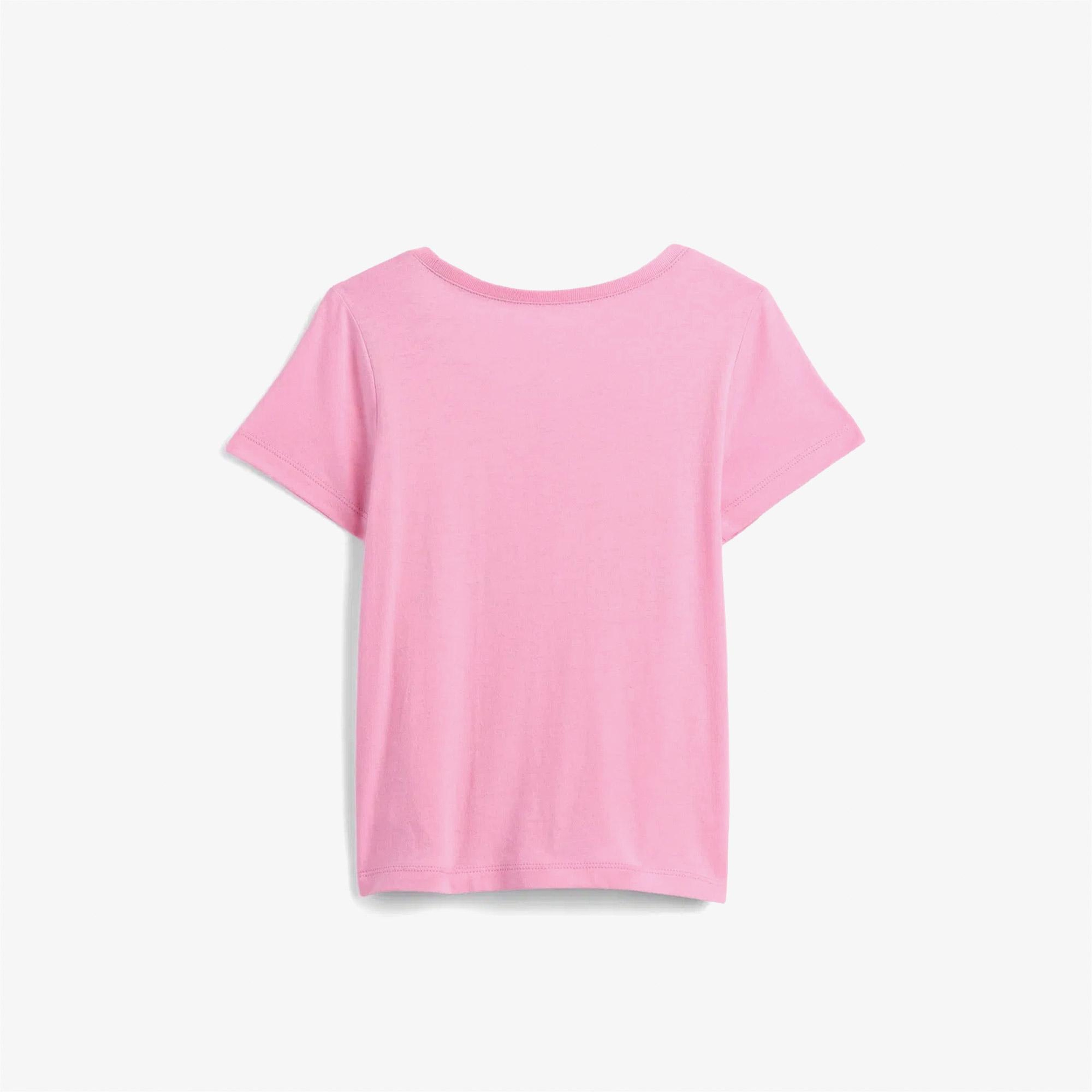 Gap V-Logo Ss Tee Sp26 Çocuk Pembe T-Shirt
