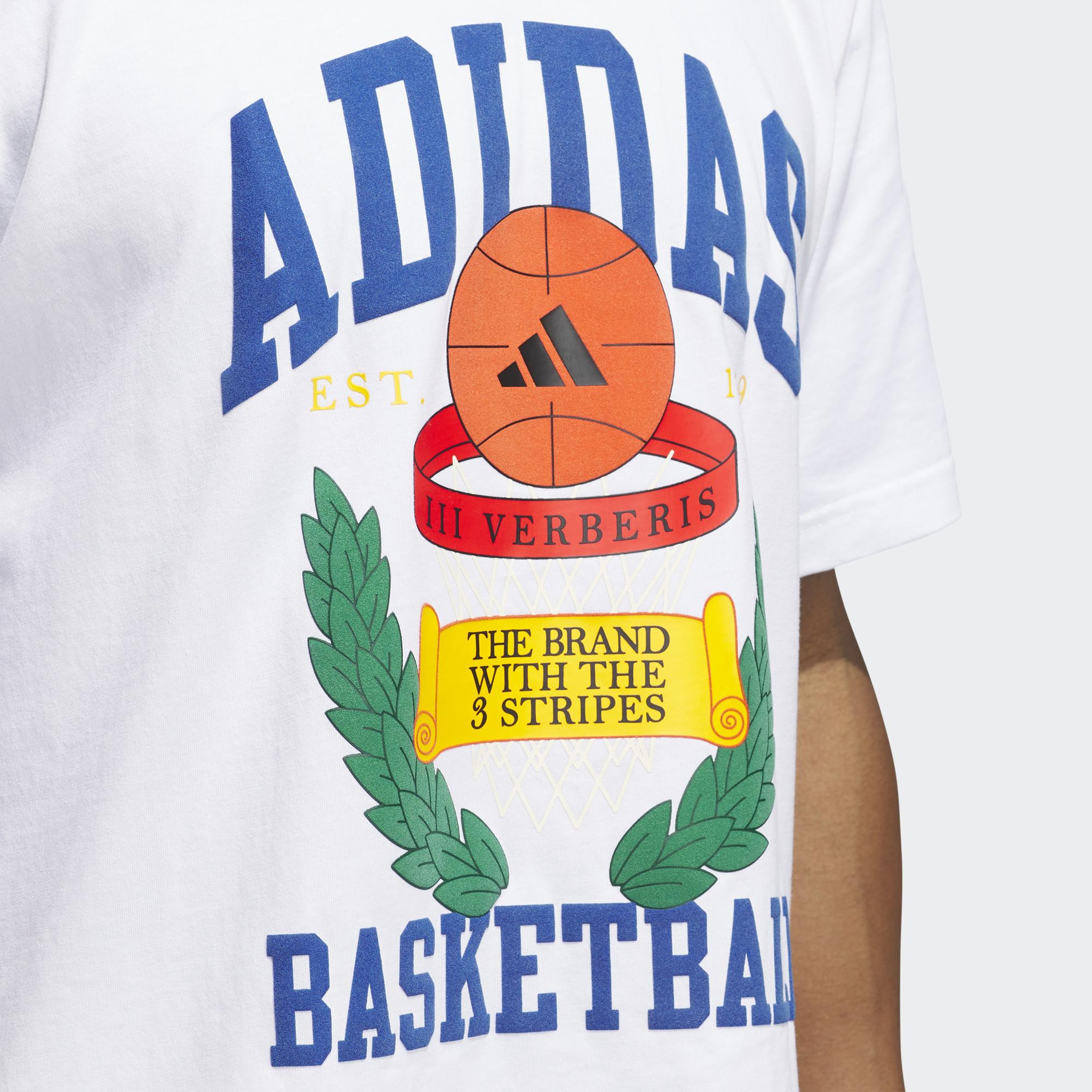 adidas Crest Basketball Graphic Erkek Beyaz T-Shirt