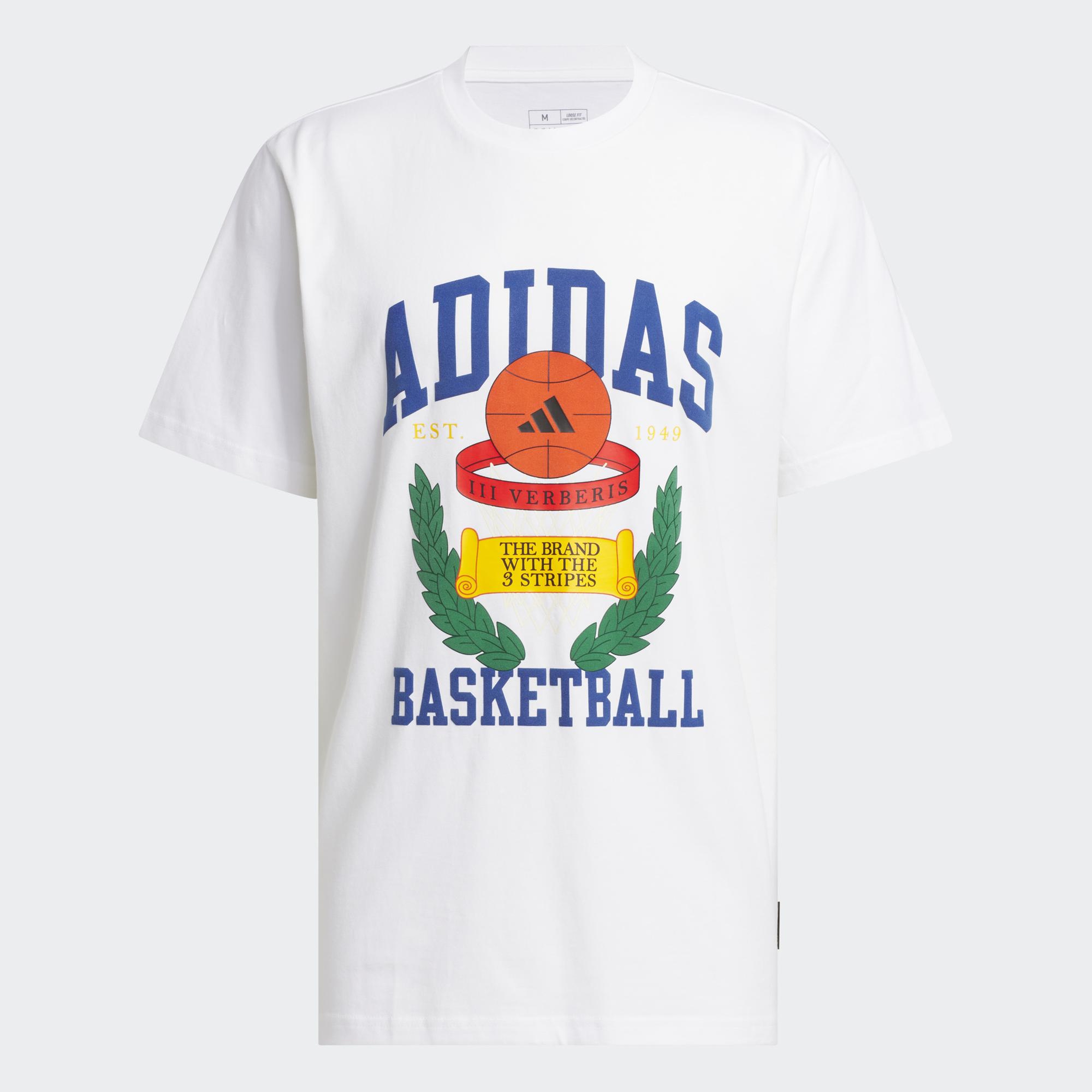 adidas Crest Basketball Graphic Erkek Beyaz T-Shirt