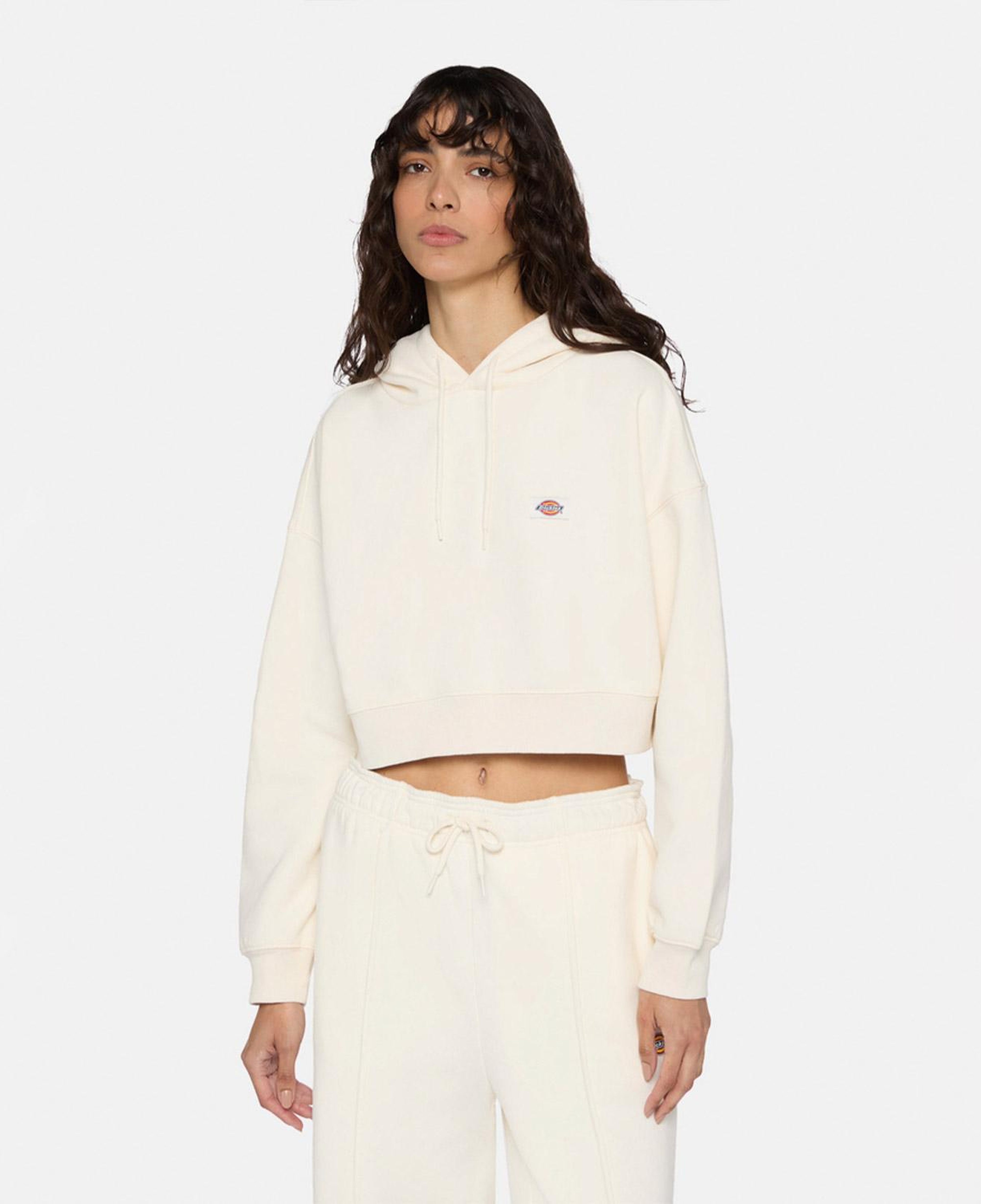 Dickies Oakport Cropped Kadın Krem Hoodie