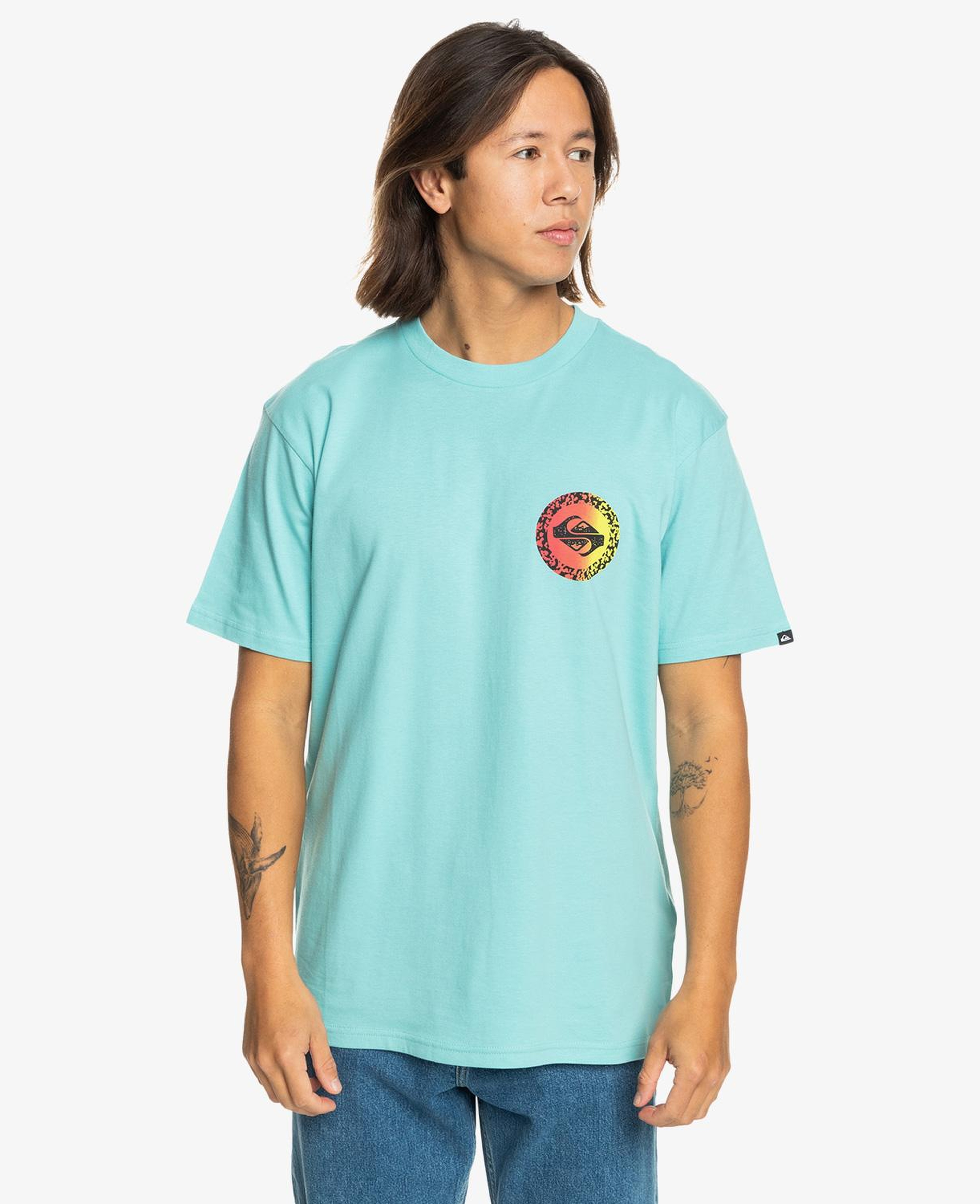 Quiksilver Long Fade Erkek Mavi Günlük T-Shirt