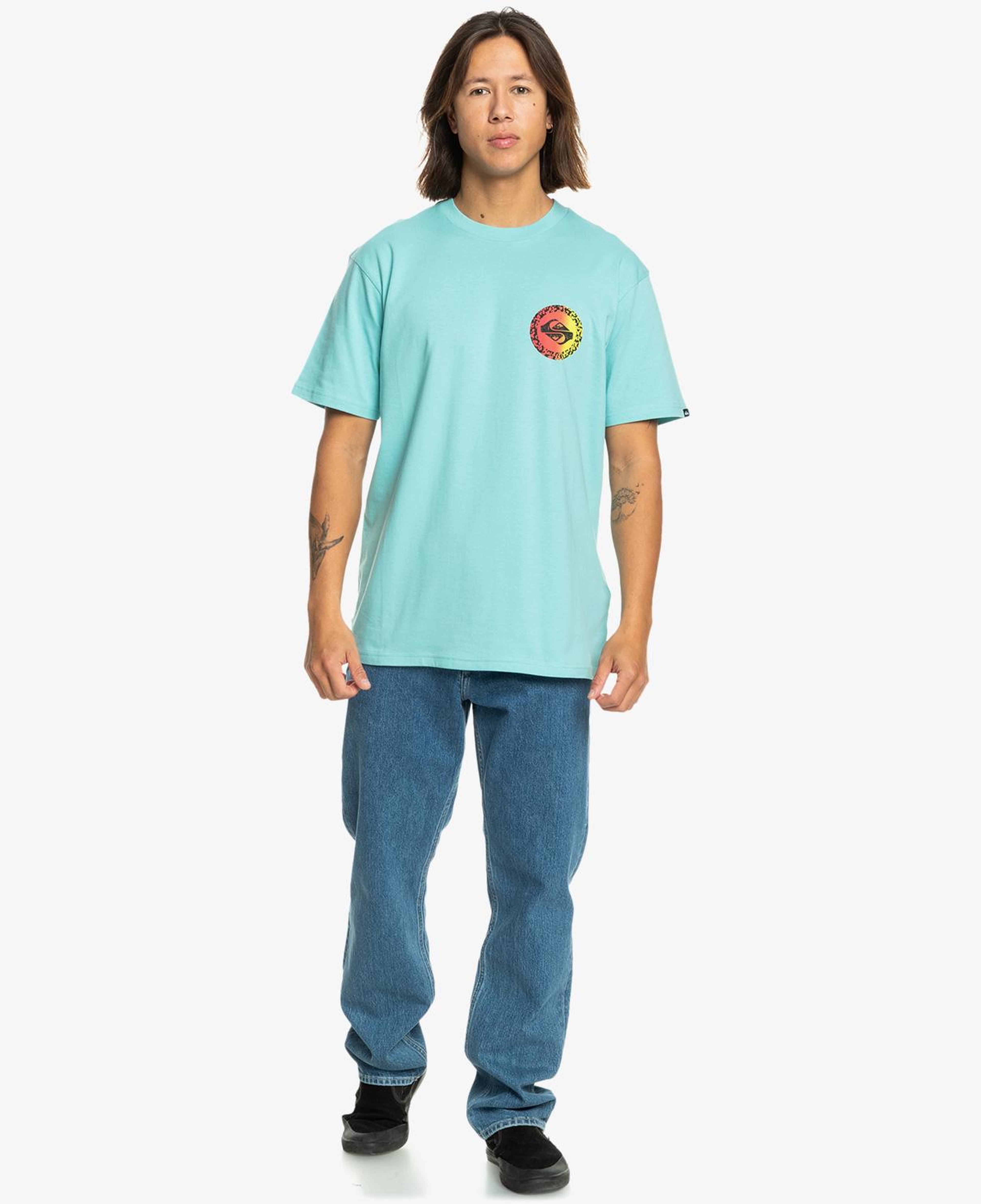 Quiksilver Long Fade Erkek Mavi Günlük T-Shirt
